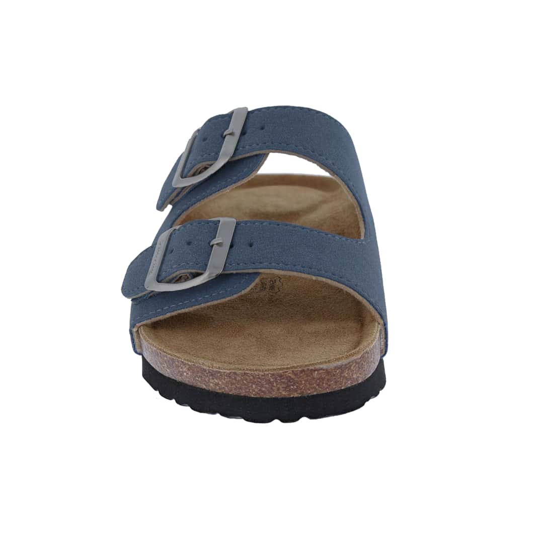 Women's Suede Leather Slide Sandals,2-Strap Adjustable Buckle, Casual Slippers, Slide Cork Footbed Shoes