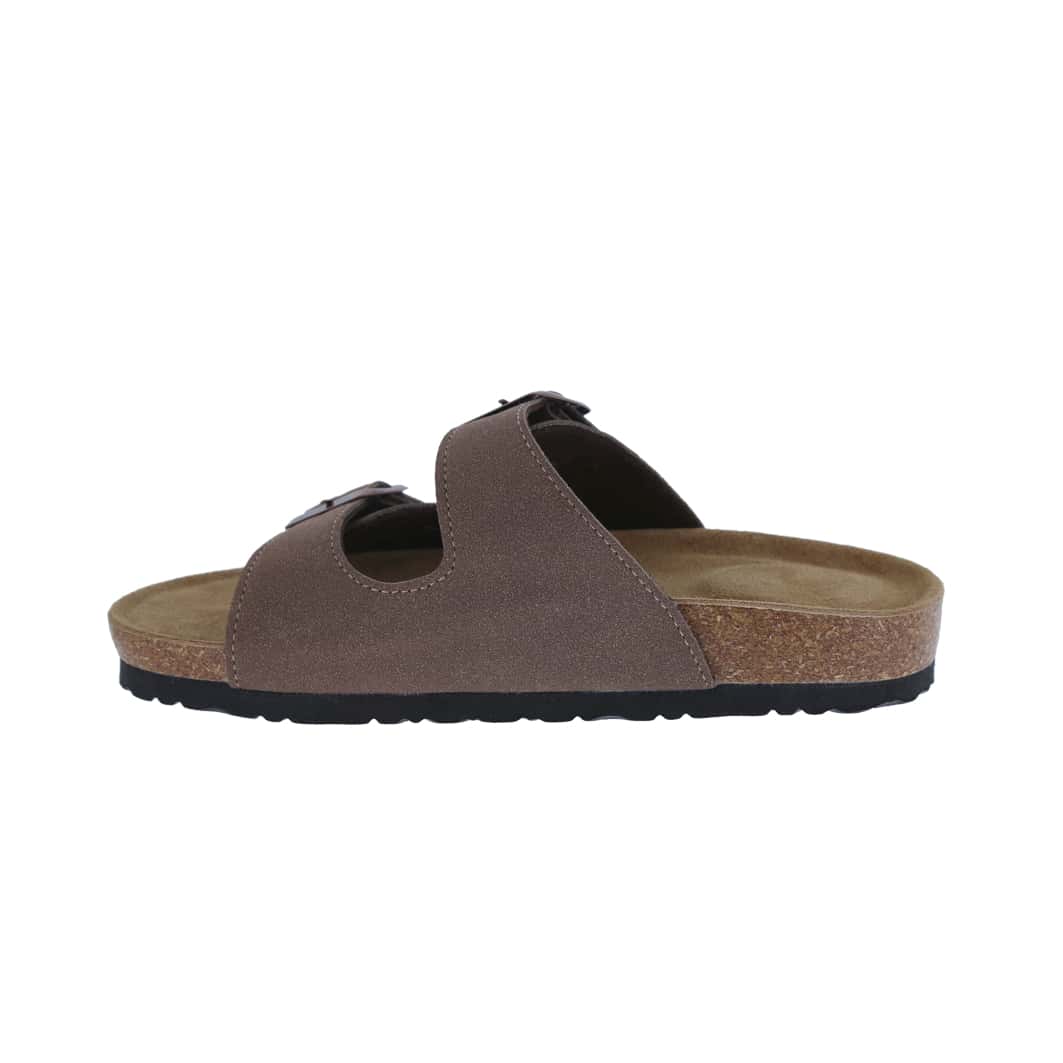 Women's Suede Leather Slide Sandals,2-Strap Adjustable Buckle, Casual Slippers, Slide Cork Footbed Shoes
