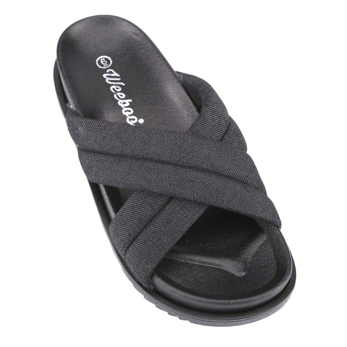 Women's Slide Sandals Slip On Open Toe Cute Platform Criss Cross Flat Sandals For Summer
