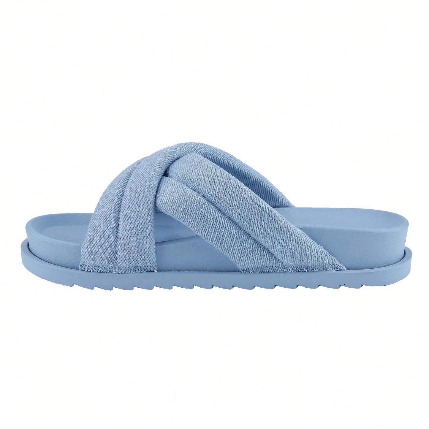 Women's Slide Sandals Slip On Open Toe Cute Platform Criss Cross Flat Sandals For Summer
