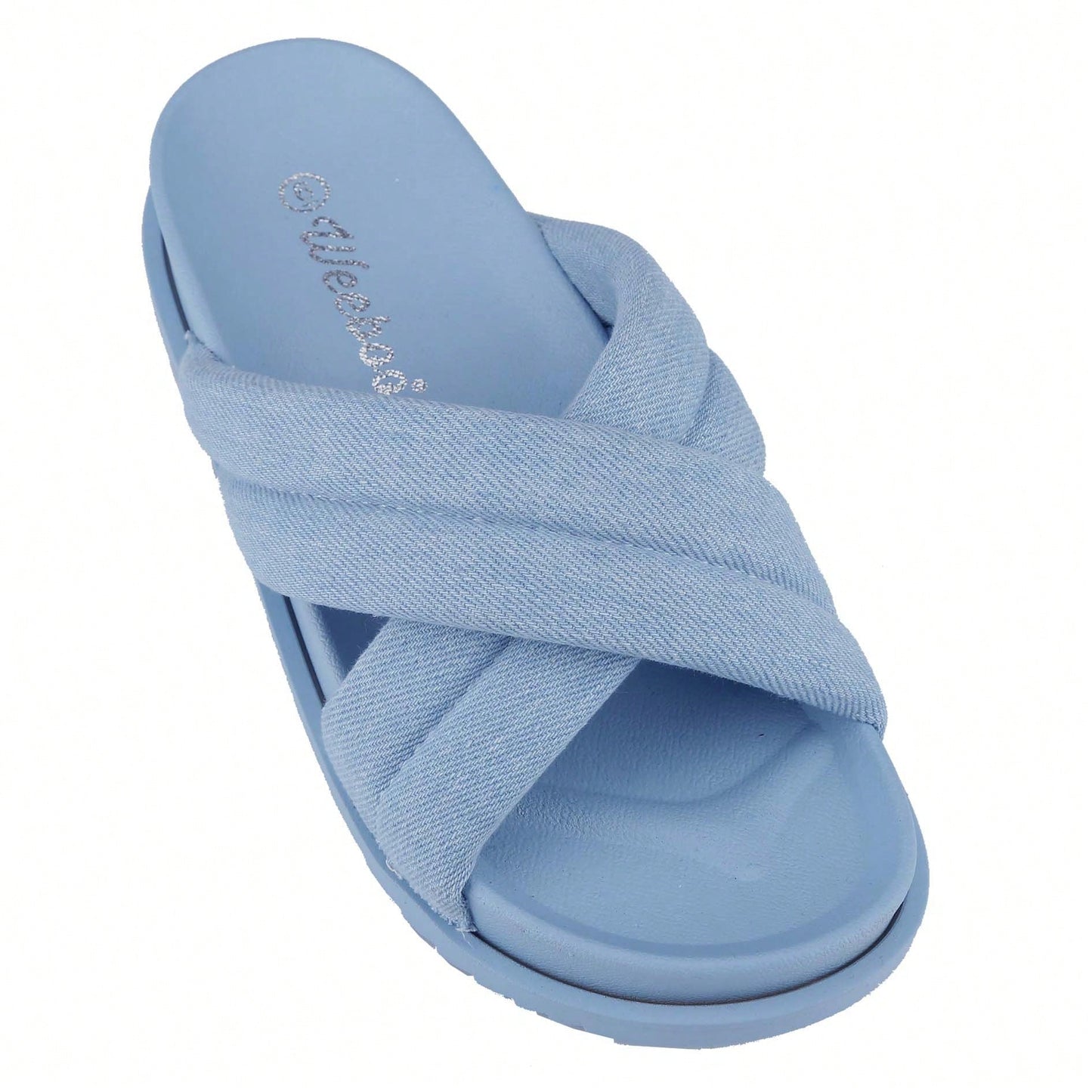 Women's Slide Sandals Slip On Open Toe Cute Platform Criss Cross Flat Sandals For Summer