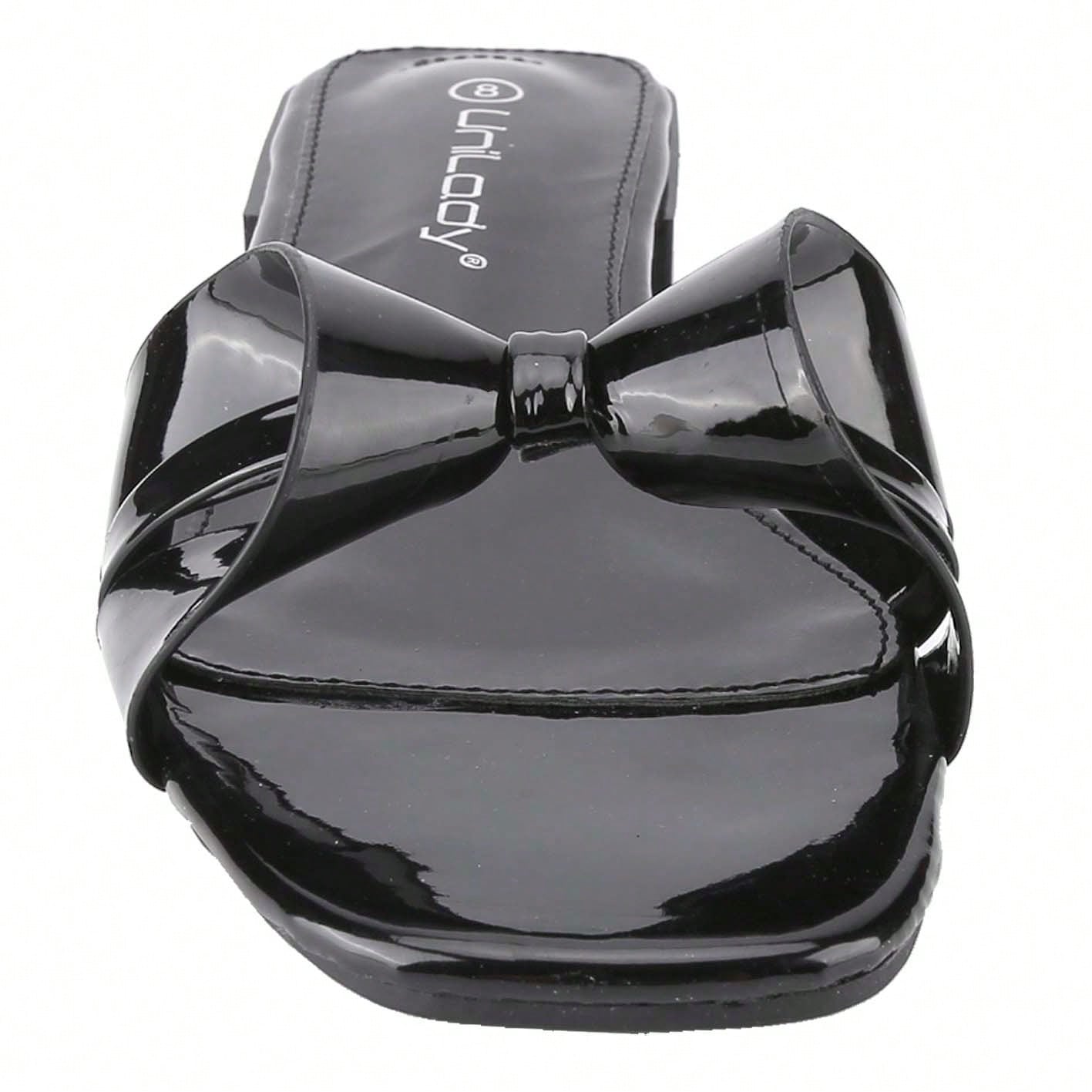 Women's Flat Sandals With Bow Fashion Open Toe Woven Slip On Slides Beach Sandals Slippers For Summer