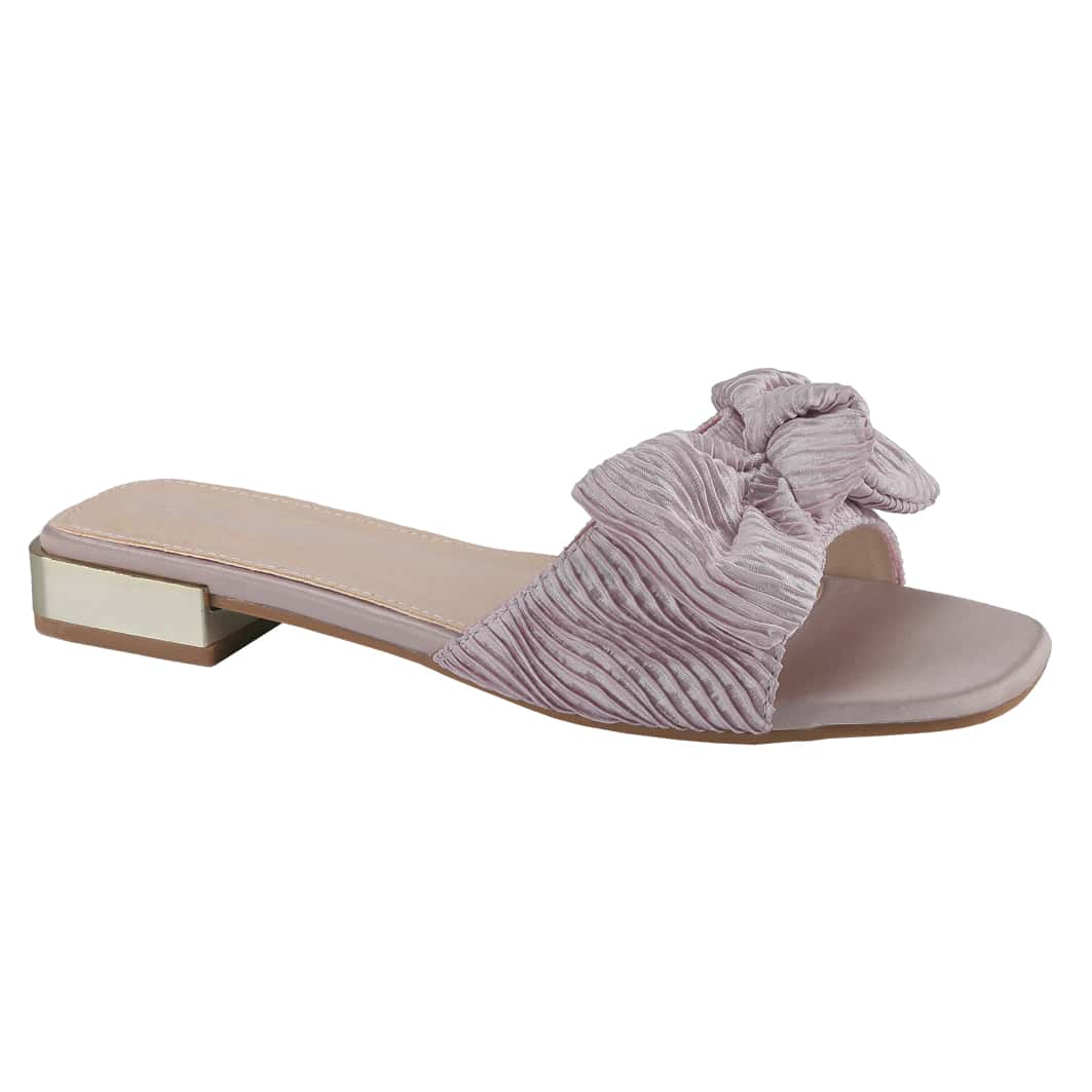 Women's Square Toe Sandals Summer Velvet Leisure Bowknot Slippers Flat Shoes