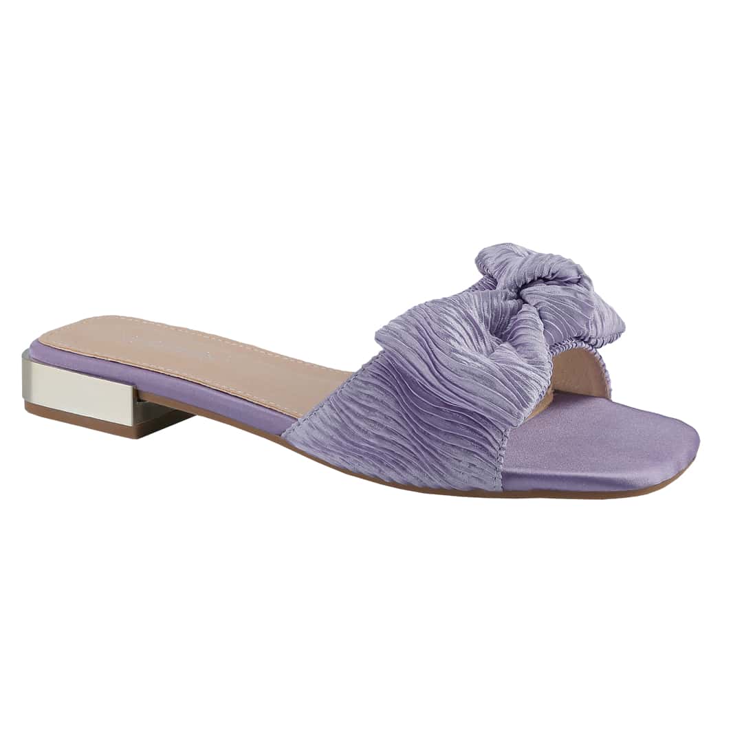 Women's Square Toe Sandals Summer Velvet Leisure Bowknot Slippers Flat Shoes