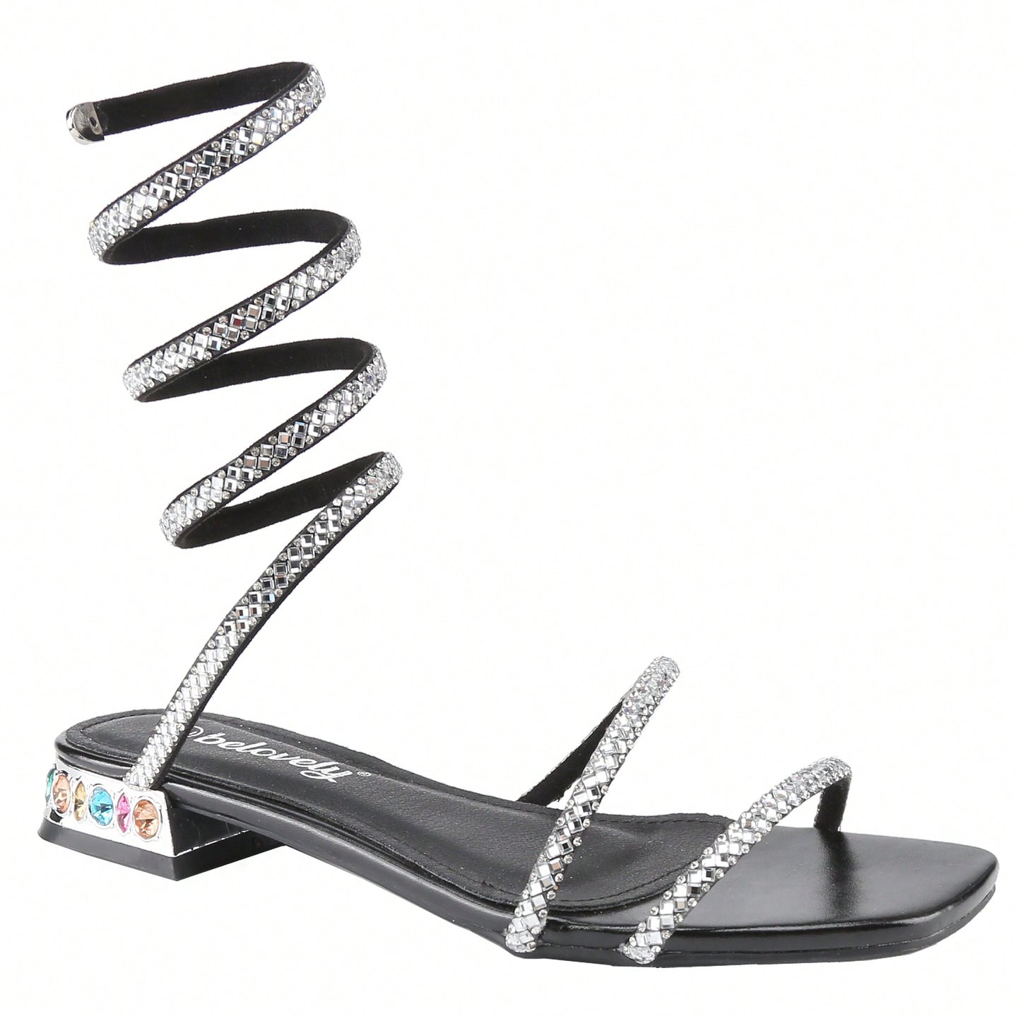 Women's Bling Rhinestone Square Flat Sandals,Crystal Satin Glitter Mules Slippers Boho Open Toe Slip-On Beach Sandals