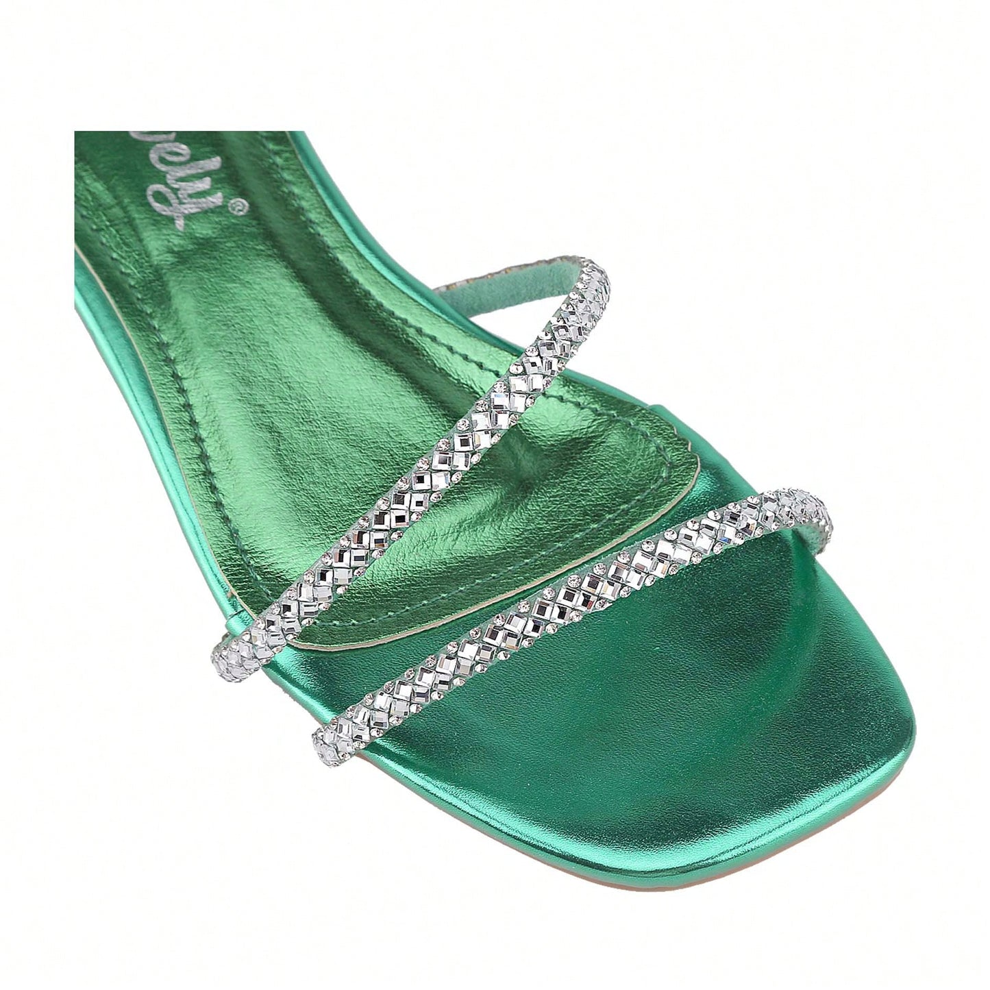 Women's Bling Rhinestone Square Flat Sandals,Crystal Satin Glitter Mules Slippers Boho Open Toe Slip-On Beach Sandals