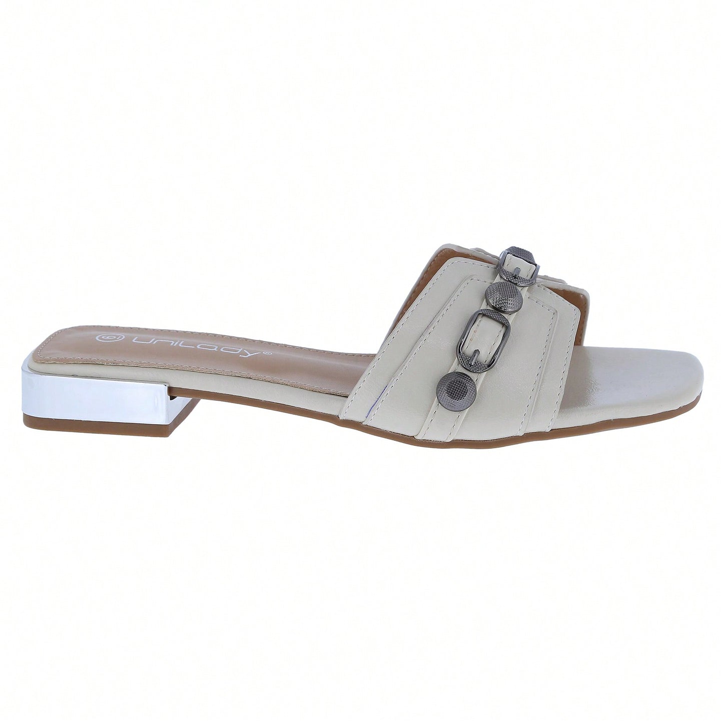 Women's Square Open Toe Summer Casual Flat Slide Sandals