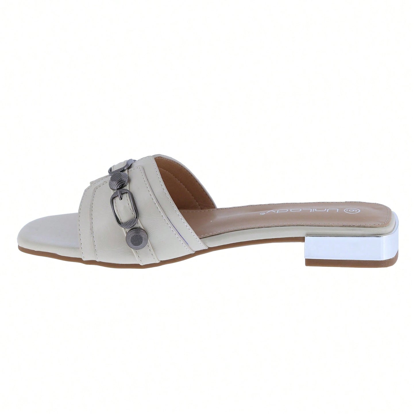 Women's Square Open Toe Summer Casual Flat Slide Sandals