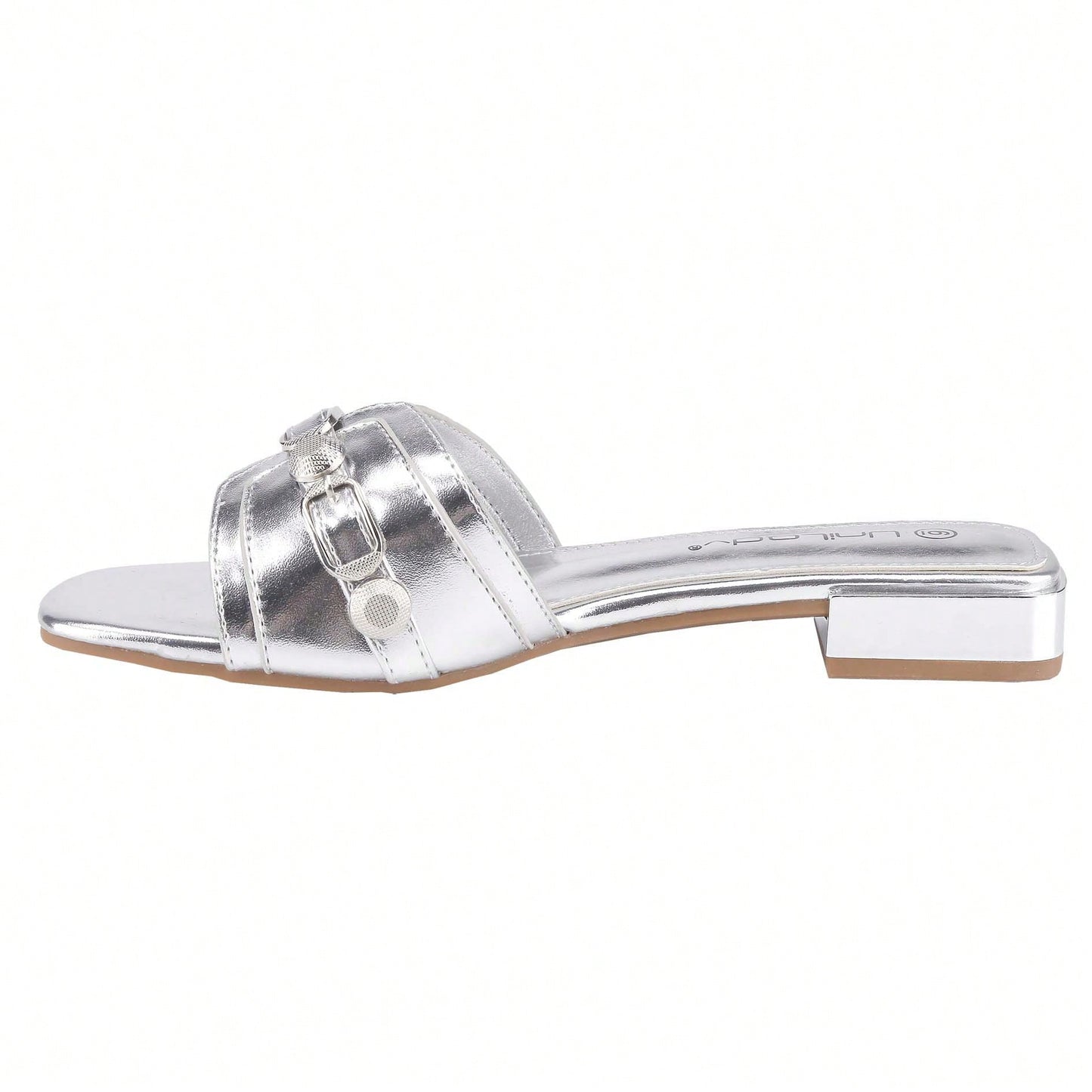 Women's Square Open Toe Summer Casual Flat Slide Sandals
