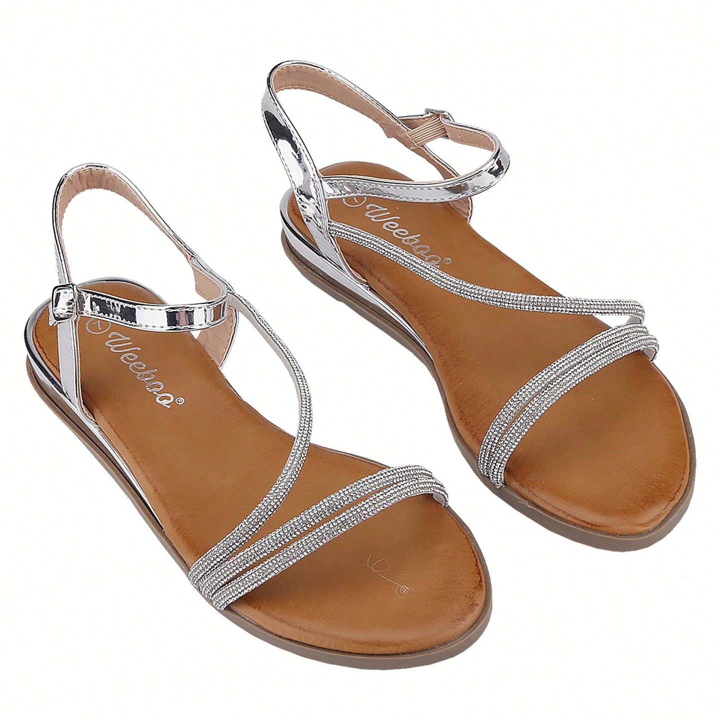 Women's Ankle Strap Flat Sandals Open Toes One Band Summer Sandals