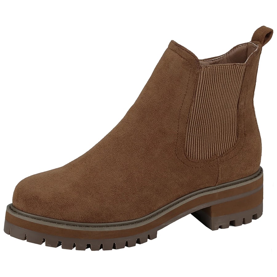 Women's Slip On Ankle Boot, Western Almond Round Toe Low Heel Elastic Bootie