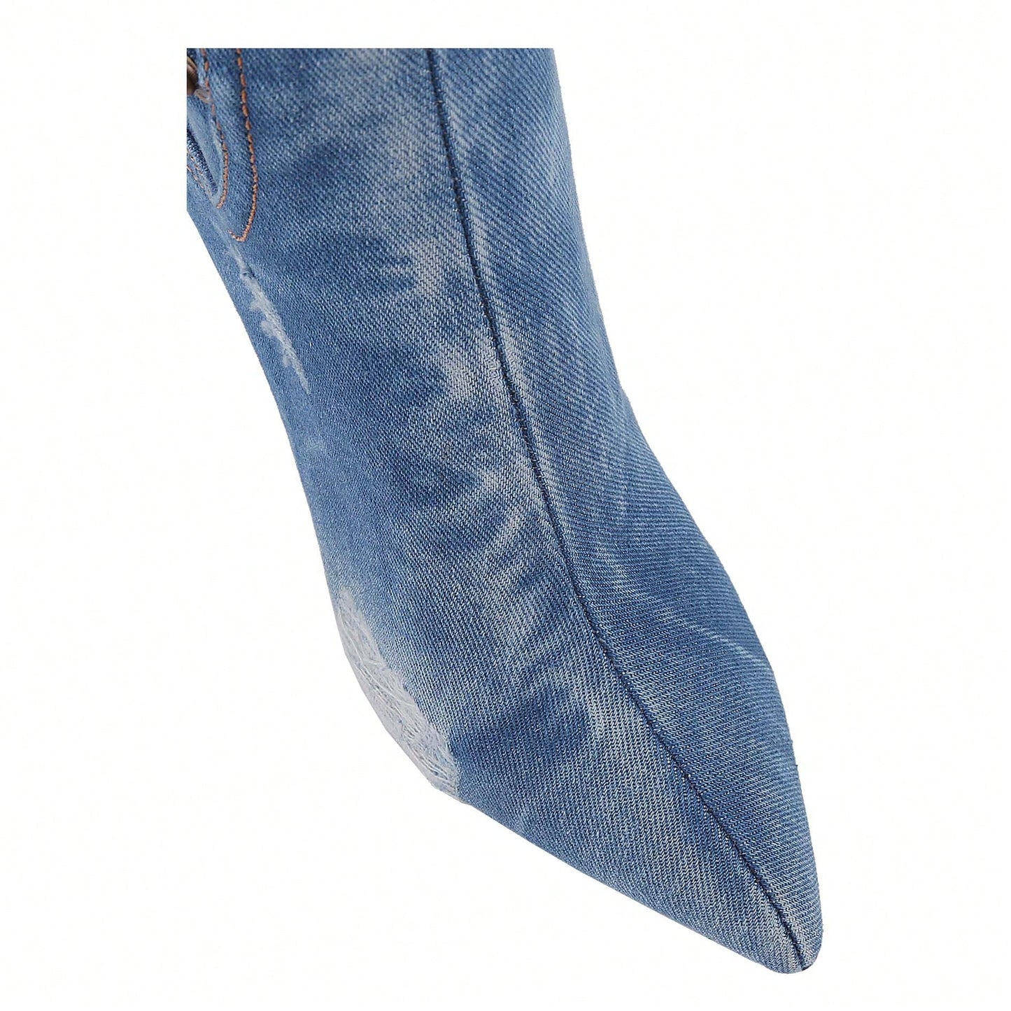 Women's Denim Thigh High Stiletto Heel Boots Pointy Toe Knee High Boot
