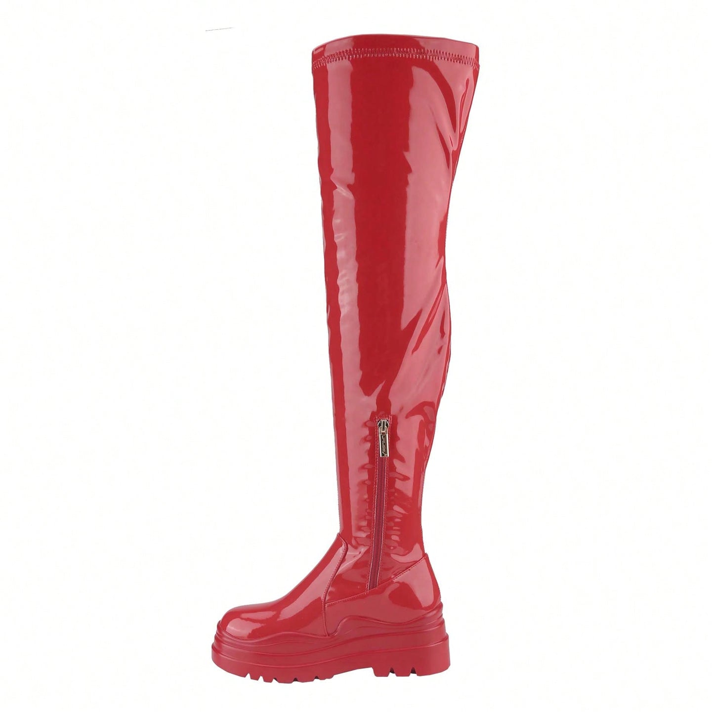 Women's Thigh High Boots Patent Leather PU Heeled Over The Knee High Boots Sexy Round Toe Platform Boots
