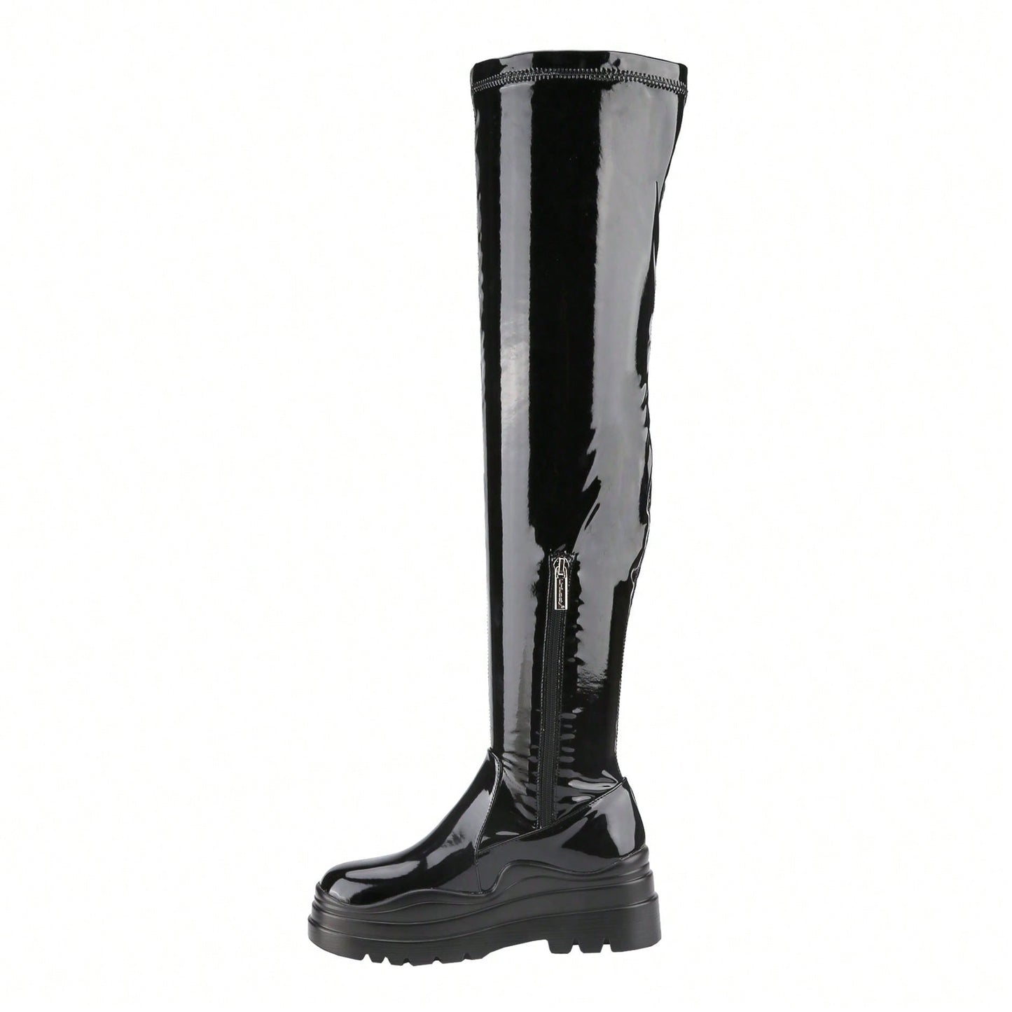 Women's Thigh High Boots Patent Leather PU Heeled Over The Knee High Boots Sexy Round Toe Platform Boots
