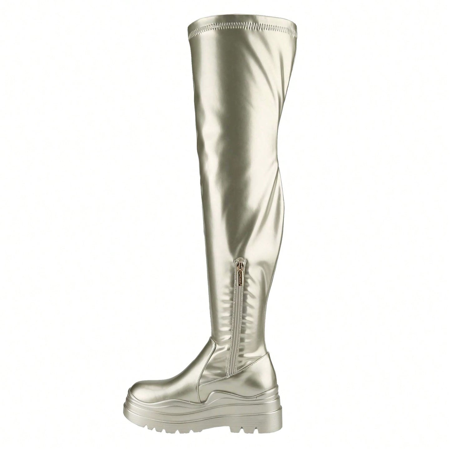 Women's Thigh High Boots Patent Leather PU Heeled Over The Knee High Boots Sexy Round Toe Platform Boots