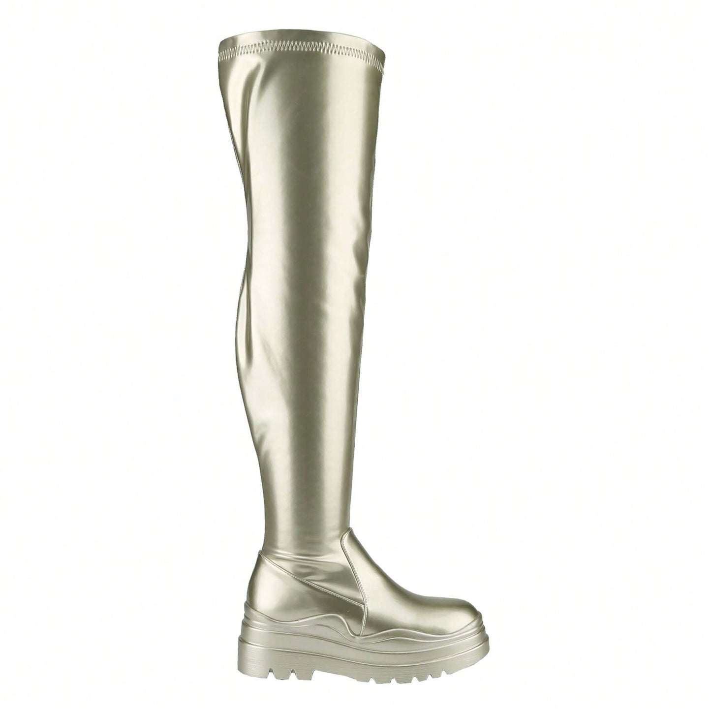 Women's Thigh High Boots Patent Leather PU Heeled Over The Knee High Boots Sexy Round Toe Platform Boots