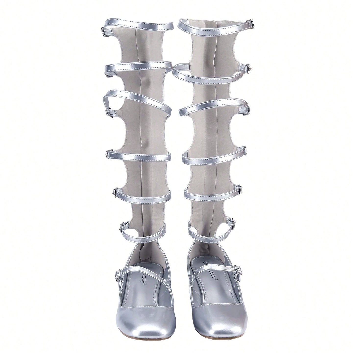 Women's Fashion Mary Janes,Closed Square Toe, Mid-Calf Strappy Gladiator, Low Block Heel