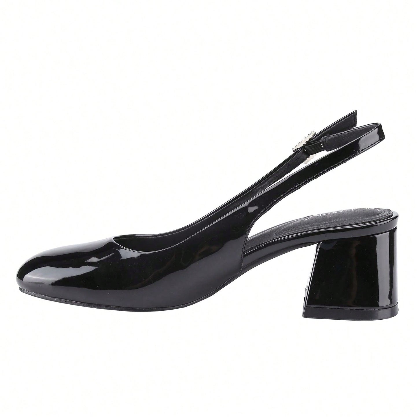 Women's Slingback Patent Square Toe Ankle Strap Chunky Low Heel Pumps Shoes 2 Inch