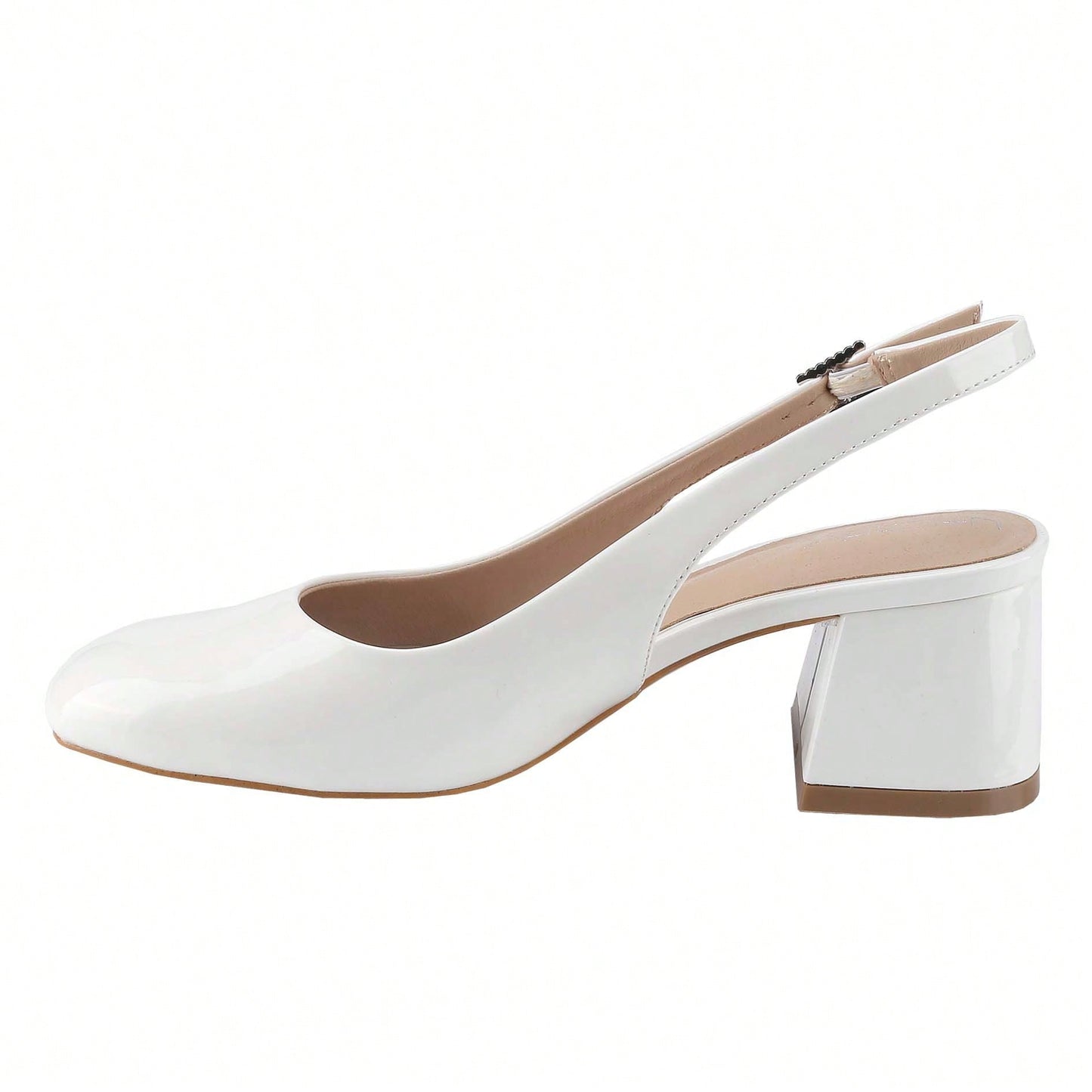 Women's Slingback Patent Square Toe Ankle Strap Chunky Low Heel Pumps Shoes 2 Inch