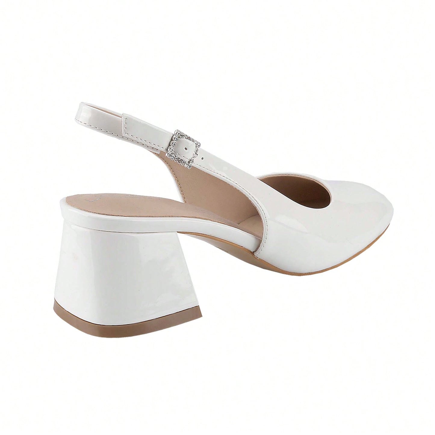 Women's Slingback Patent Square Toe Ankle Strap Chunky Low Heel Pumps Shoes 2 Inch