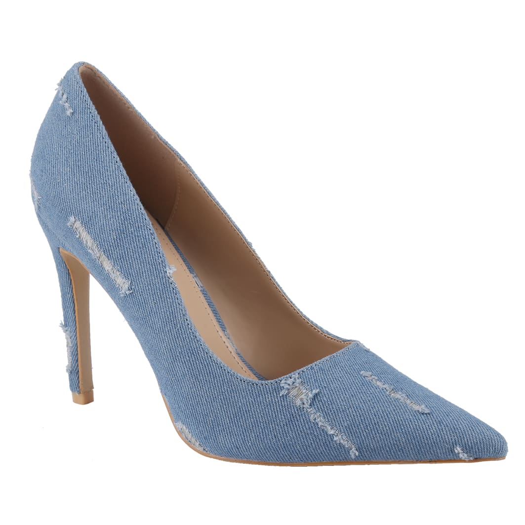 Women's Denim Stiletto Pumps Heels Pointed Toe Stiletto Dress Pump