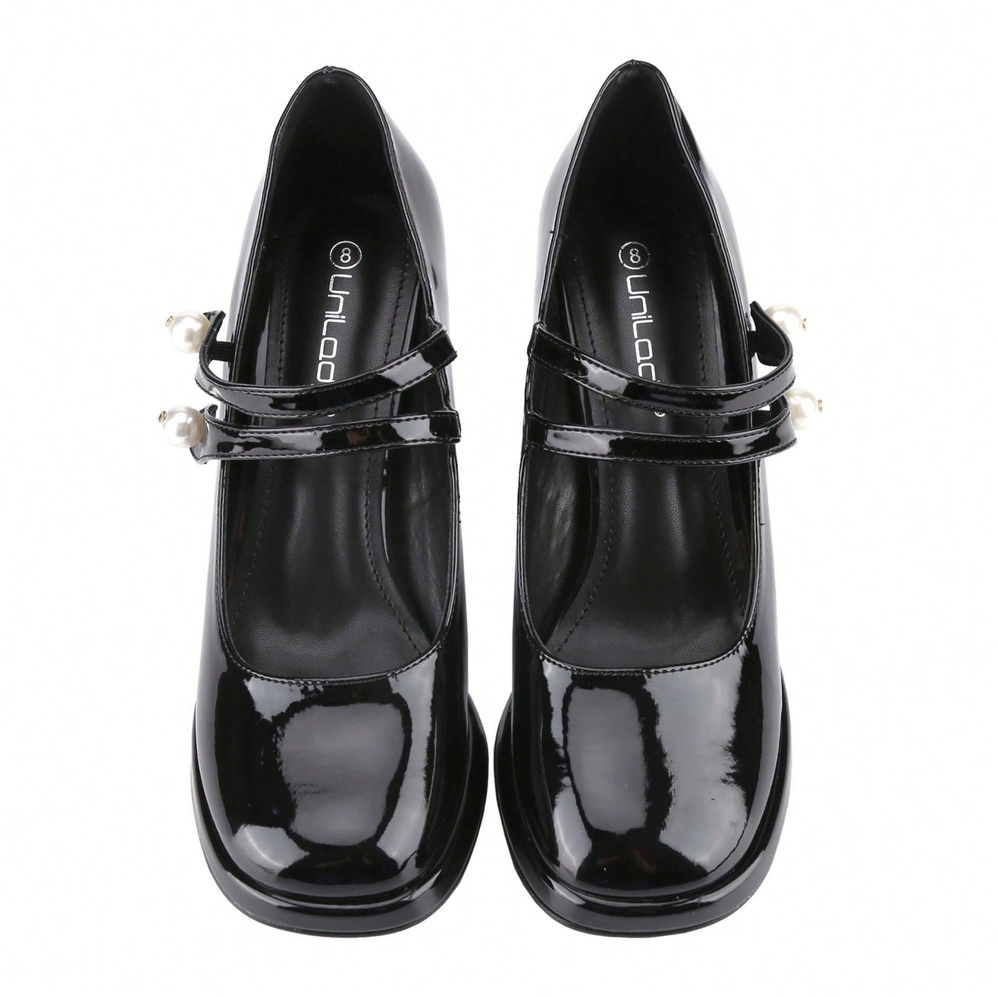 Women's Square Toe Mary Janes Chunky Mid-Heel Dress Pump Shoes