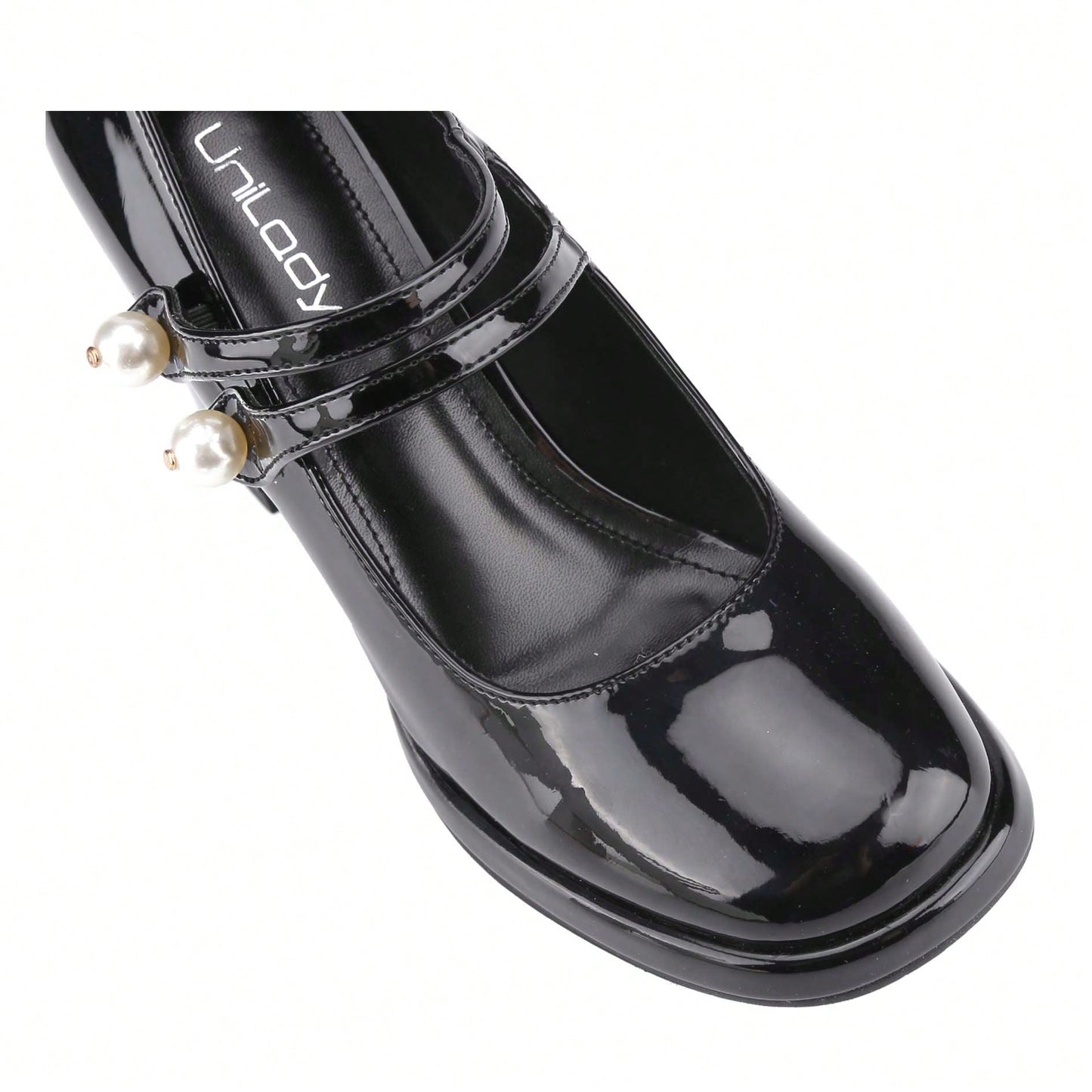 Women's Square Toe Mary Janes Chunky Mid-Heel Dress Pump Shoes