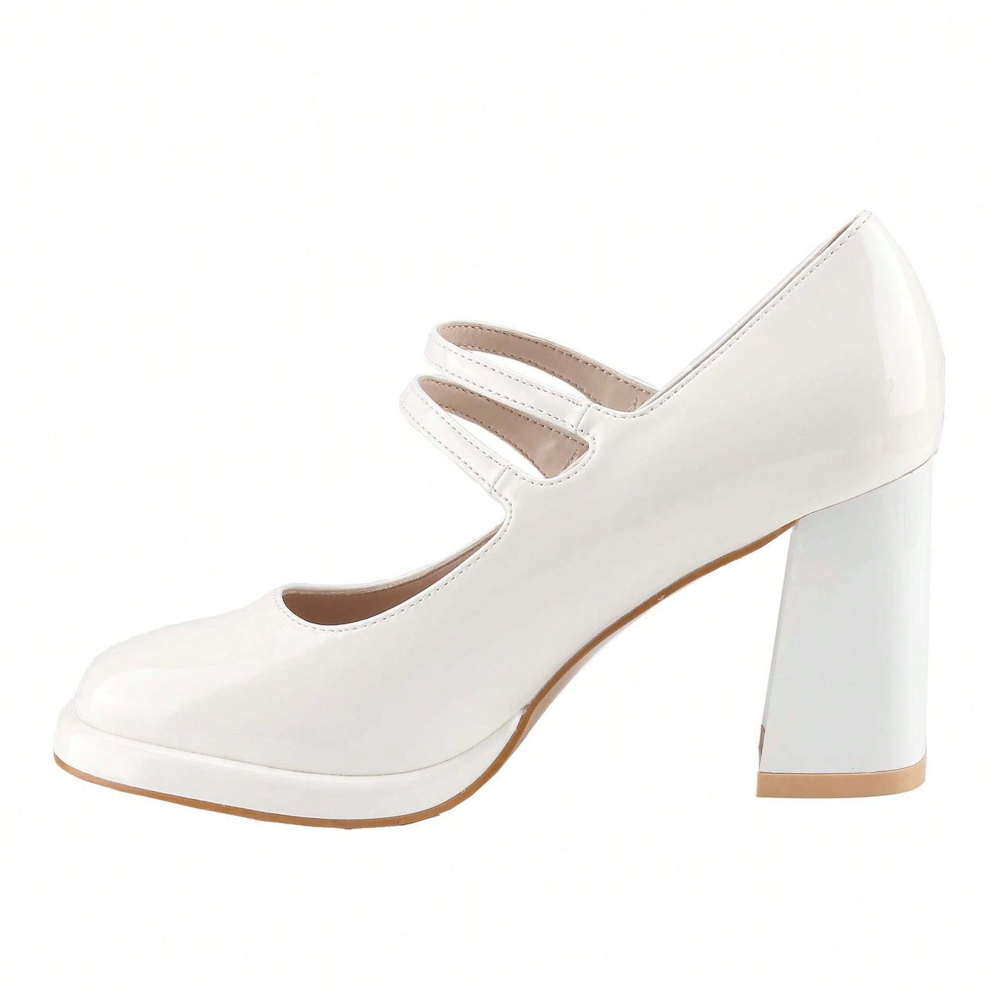 Women's Square Toe Mary Janes Chunky Mid-Heel Dress Pump Shoes