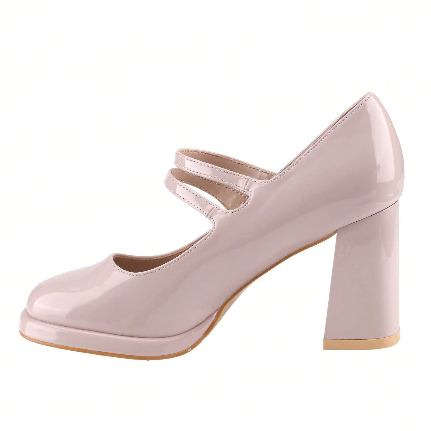 Women's Square Toe Mary Janes Chunky Mid-Heel Dress Pump Shoes