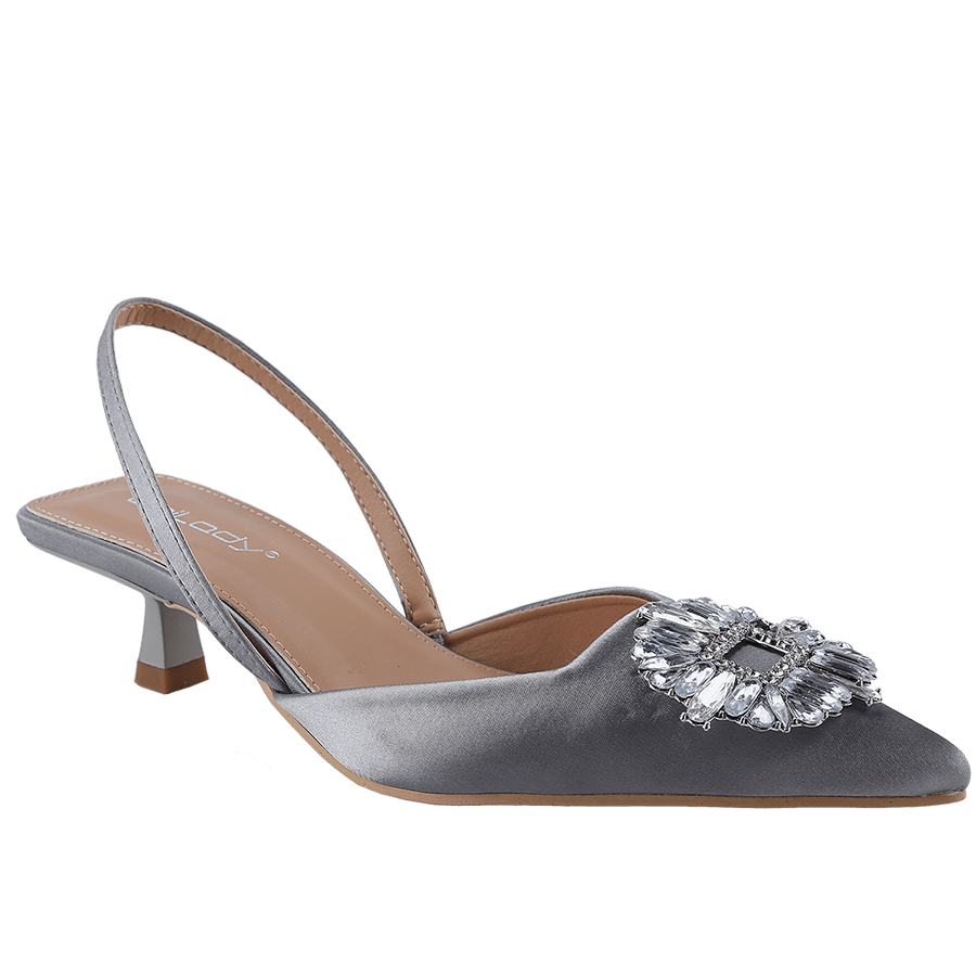 Women's Low Toe Slingback Square Buckle Heeled Sandals Stiletto Heels Slip On Party Dress Shoes