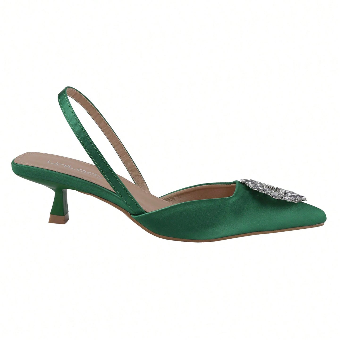 Women's Low Toe Slingback Square Buckle Heeled Sandals Stiletto Heels Slip On Party Dress Shoes
