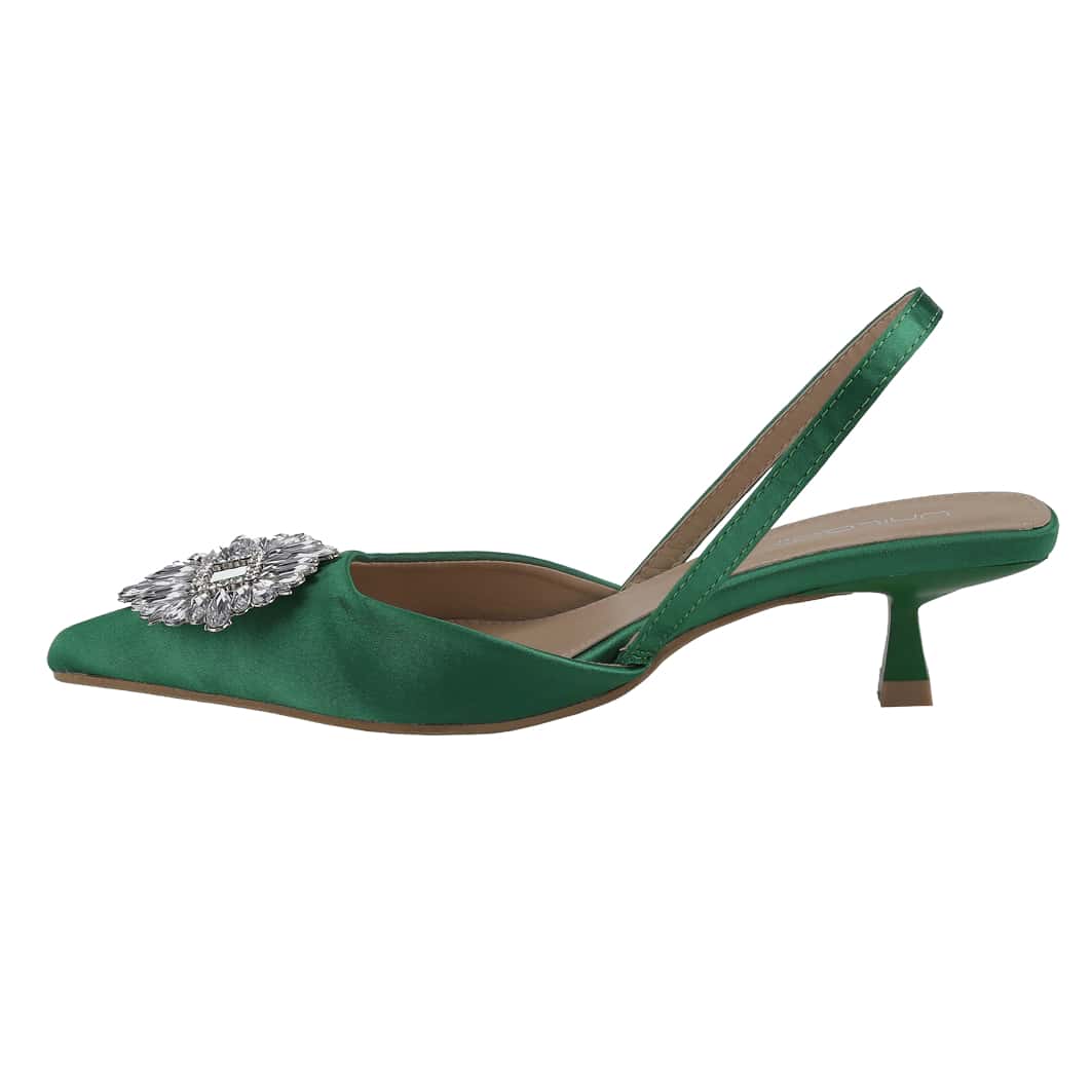 Women's Low Toe Slingback Square Buckle Heeled Sandals Stiletto Heels Slip On Party Dress Shoes