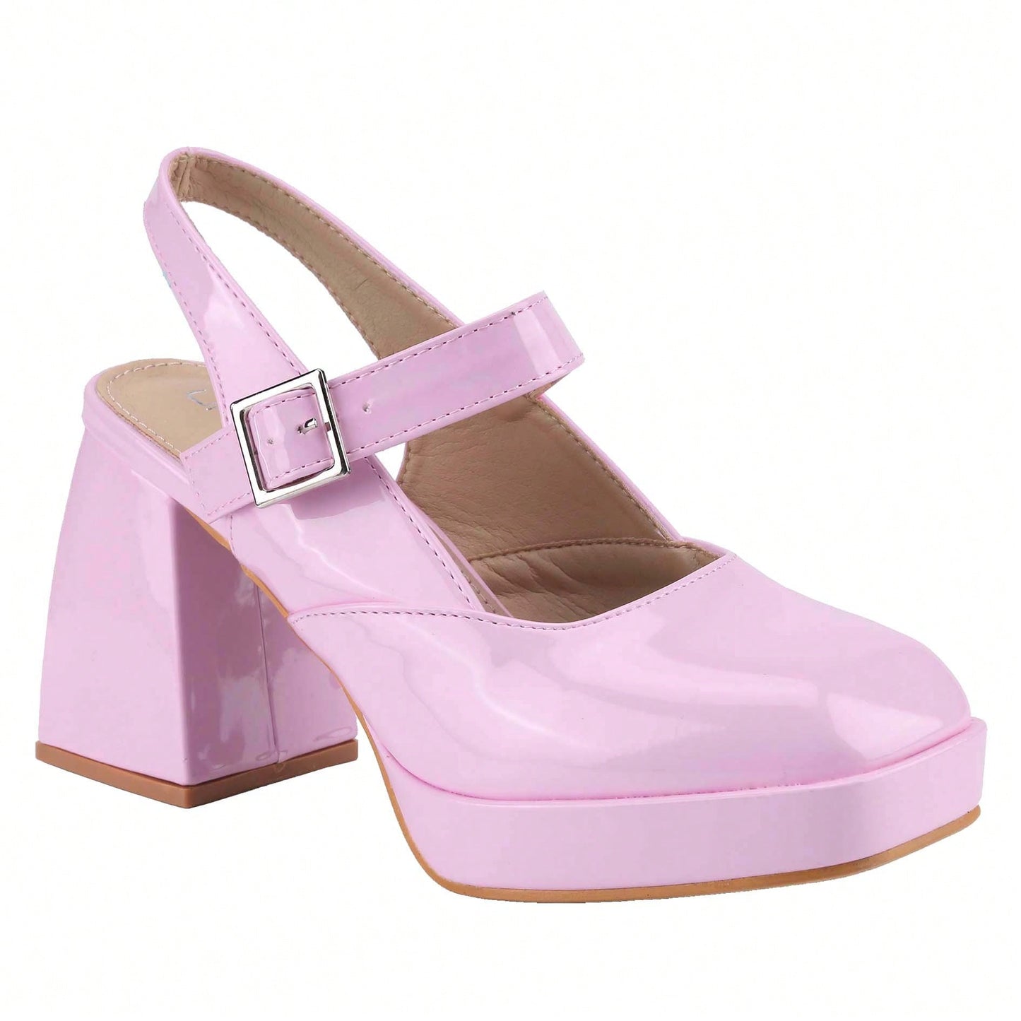 Women's Square Toe Mary Janes Chunky High Heels Dress Pump Shoes