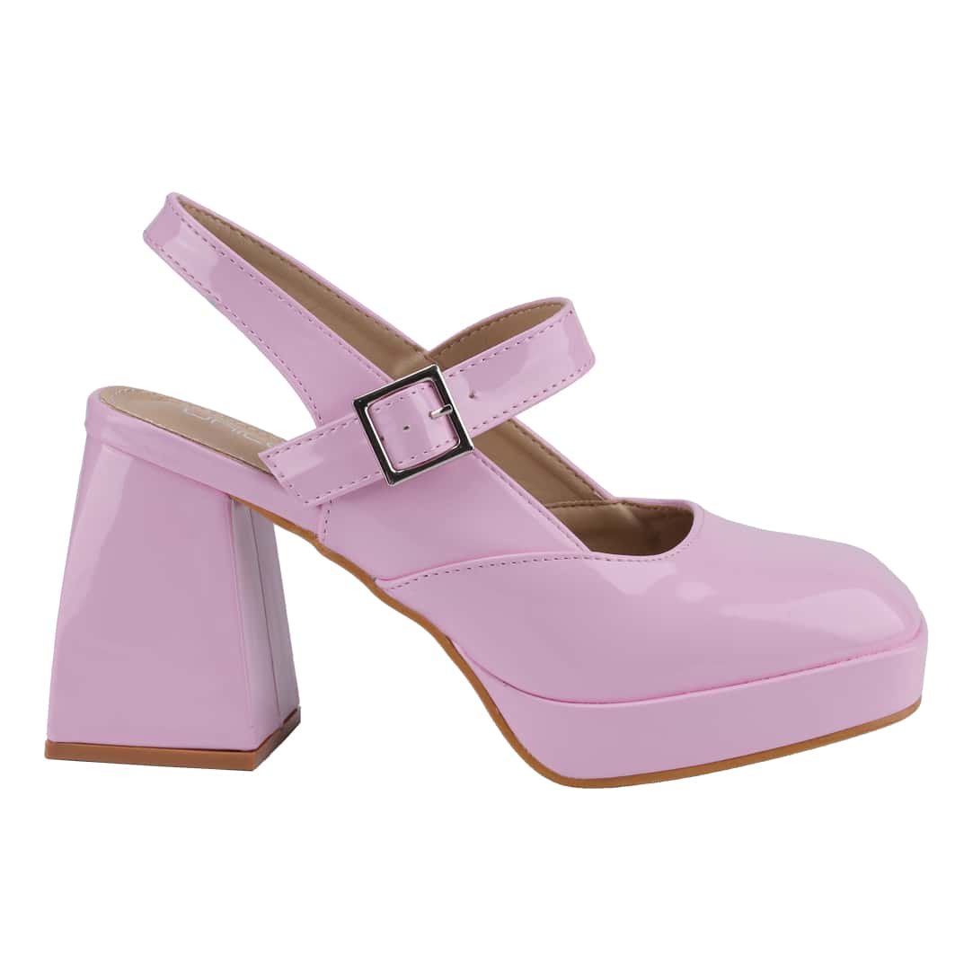 Women's Square Toe Mary Janes Chunky High Heels Dress Pump Shoes