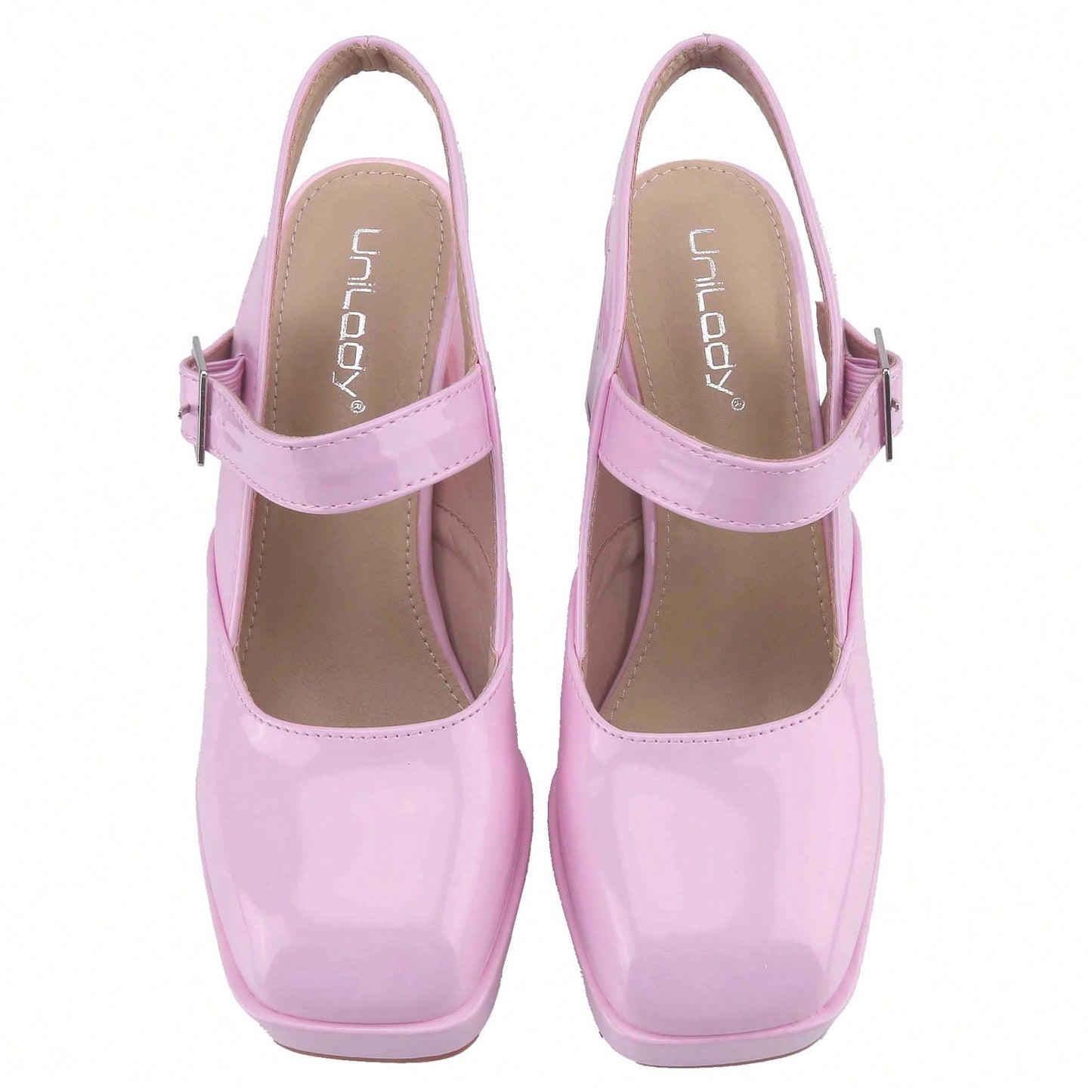Women's Square Toe Mary Janes Chunky High Heels Dress Pump Shoes