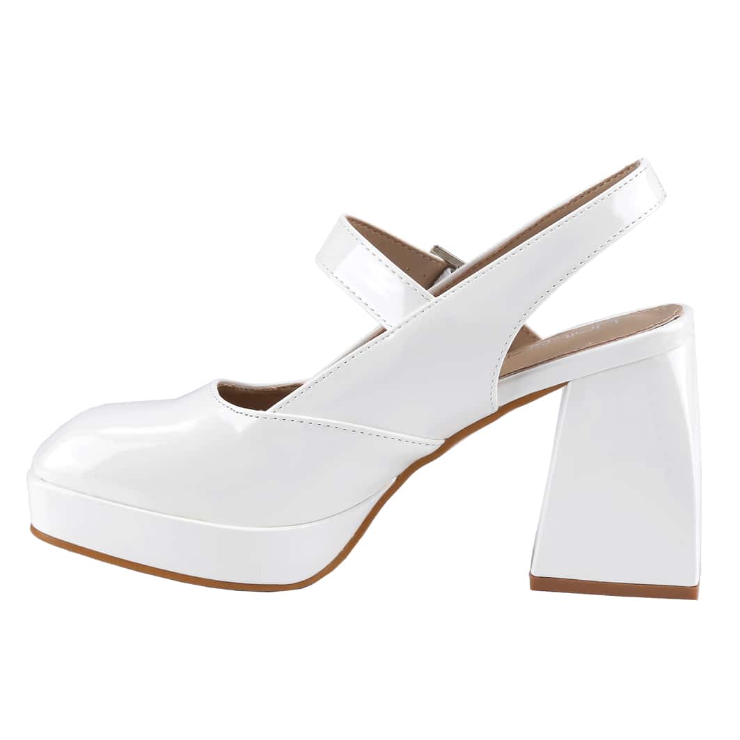 Women's Square Toe Mary Janes Chunky High Heels Dress Pump Shoes