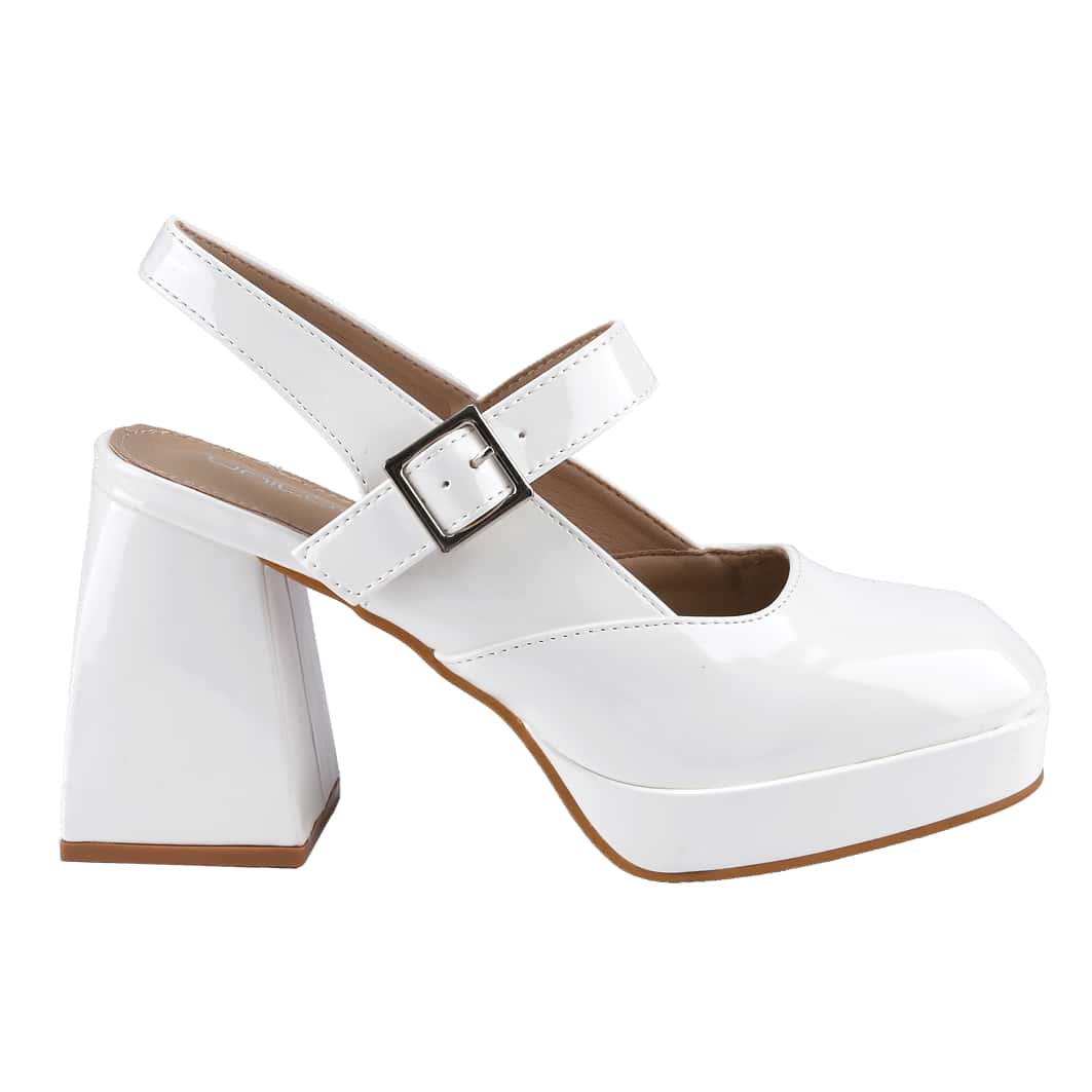 Women's Square Toe Mary Janes Chunky High Heels Dress Pump Shoes