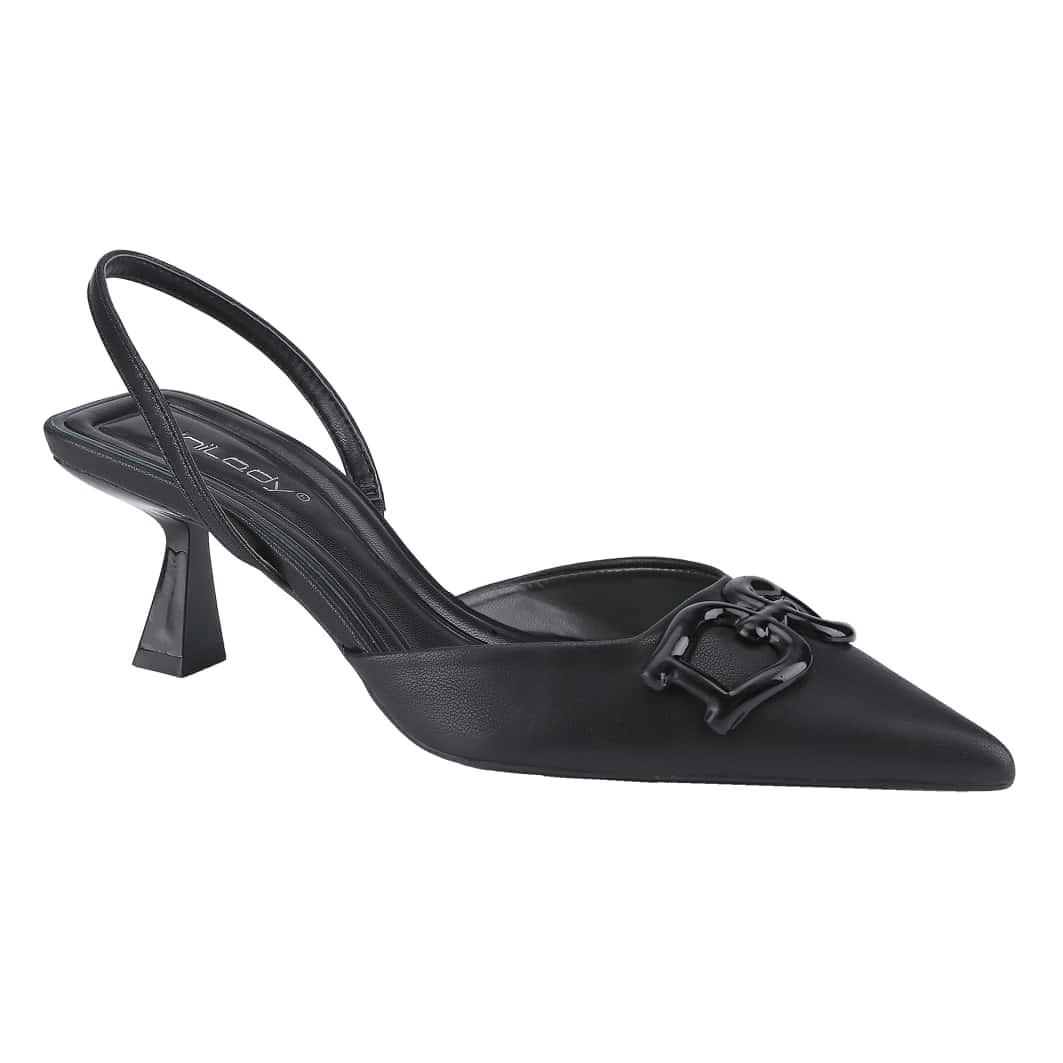 Women's Slingback Pointed Toe Buckle Sandals, Kitten Heels Slip On