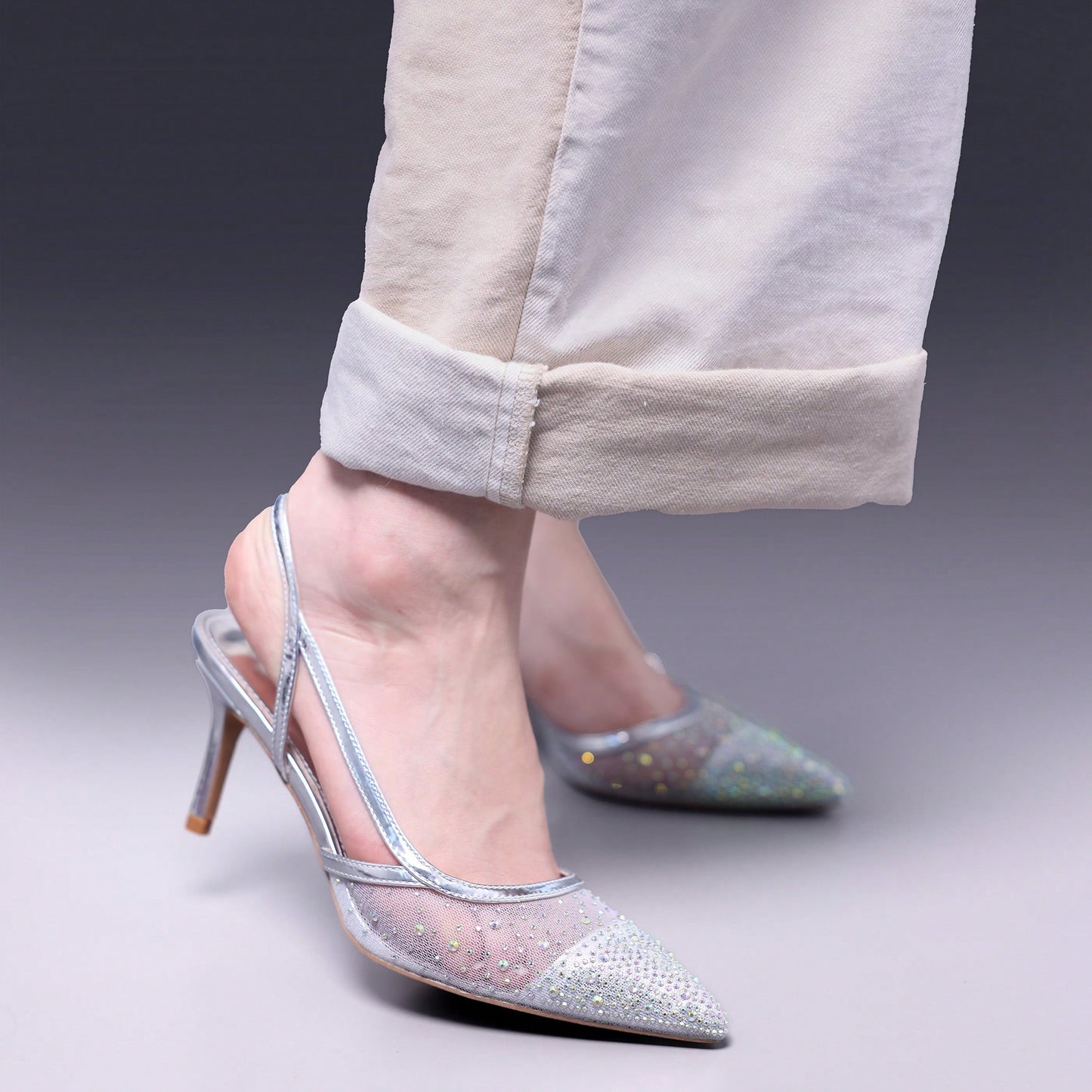 Women's Slingback Ankle Strap Pointed Toe Kitten Heel Pumps Mary Jane Slip On Mid Heel Shoes