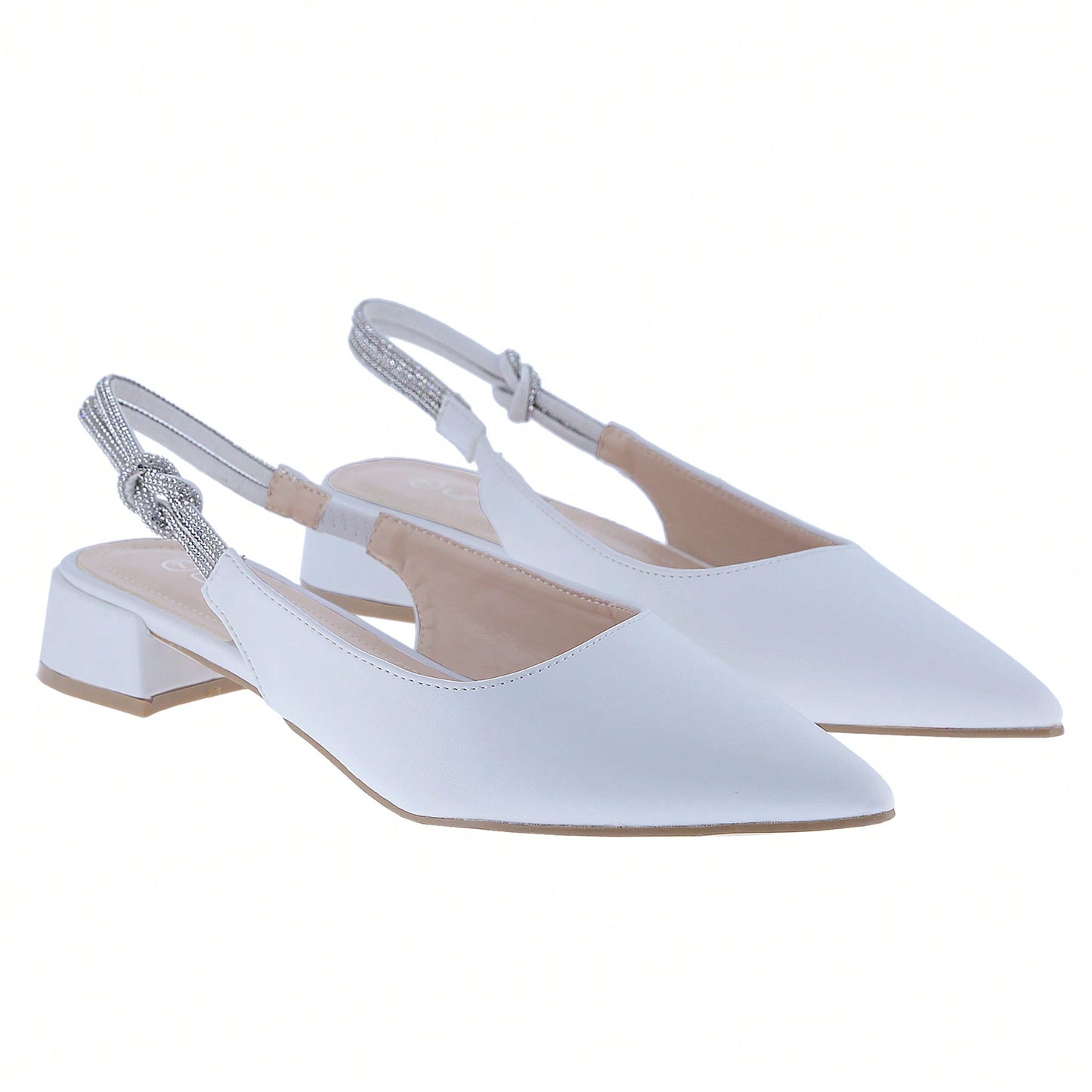Women's Slingback Flats Double Strap Block Low Heel Sandals Two Toned Classic Dress Shoes