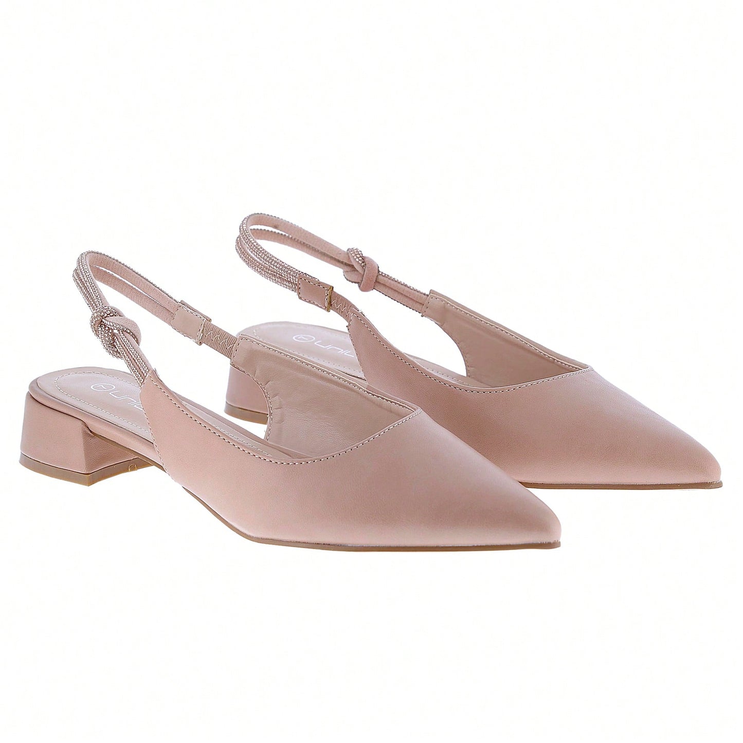 Women's Slingback Flats Double Strap Block Low Heel Sandals Two Toned Classic Dress Shoes