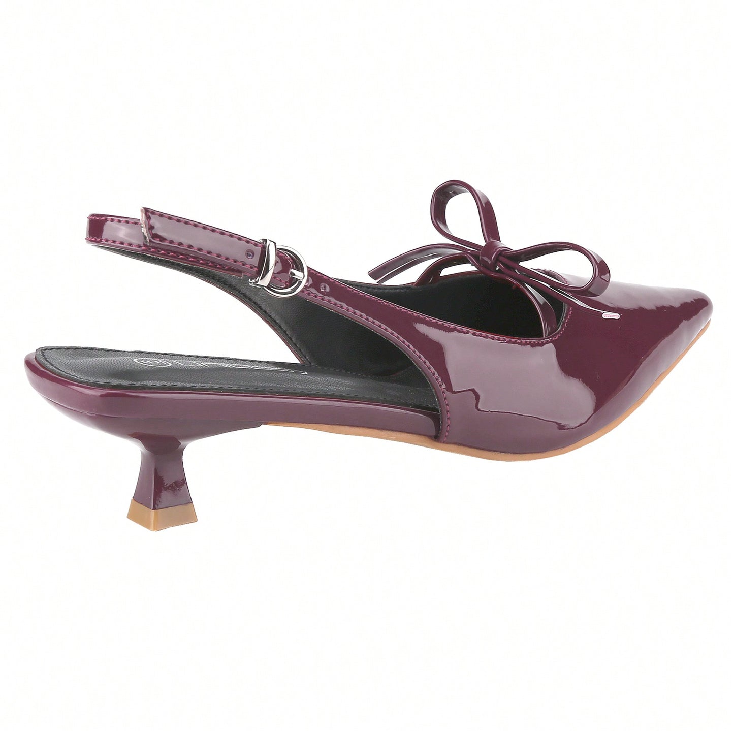 Women's Slingbacks With Bow And Buckle Closed Pointed Toe Kitten Heels Mules Slip On Wedding Dress Pumps Shoes