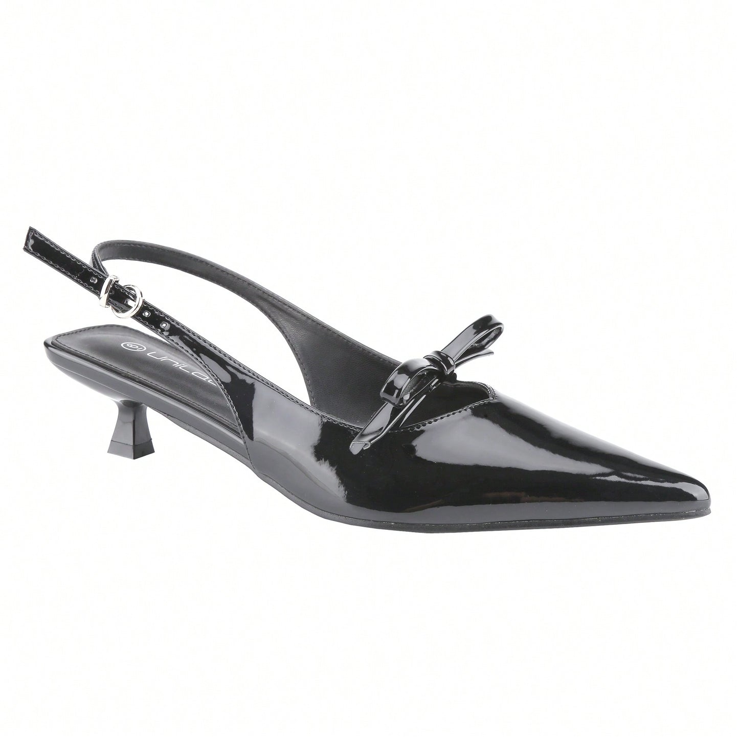 Women's Slingbacks With Bow And Buckle Closed Pointed Toe Kitten Heels Mules Slip On Wedding Dress Pumps Shoes