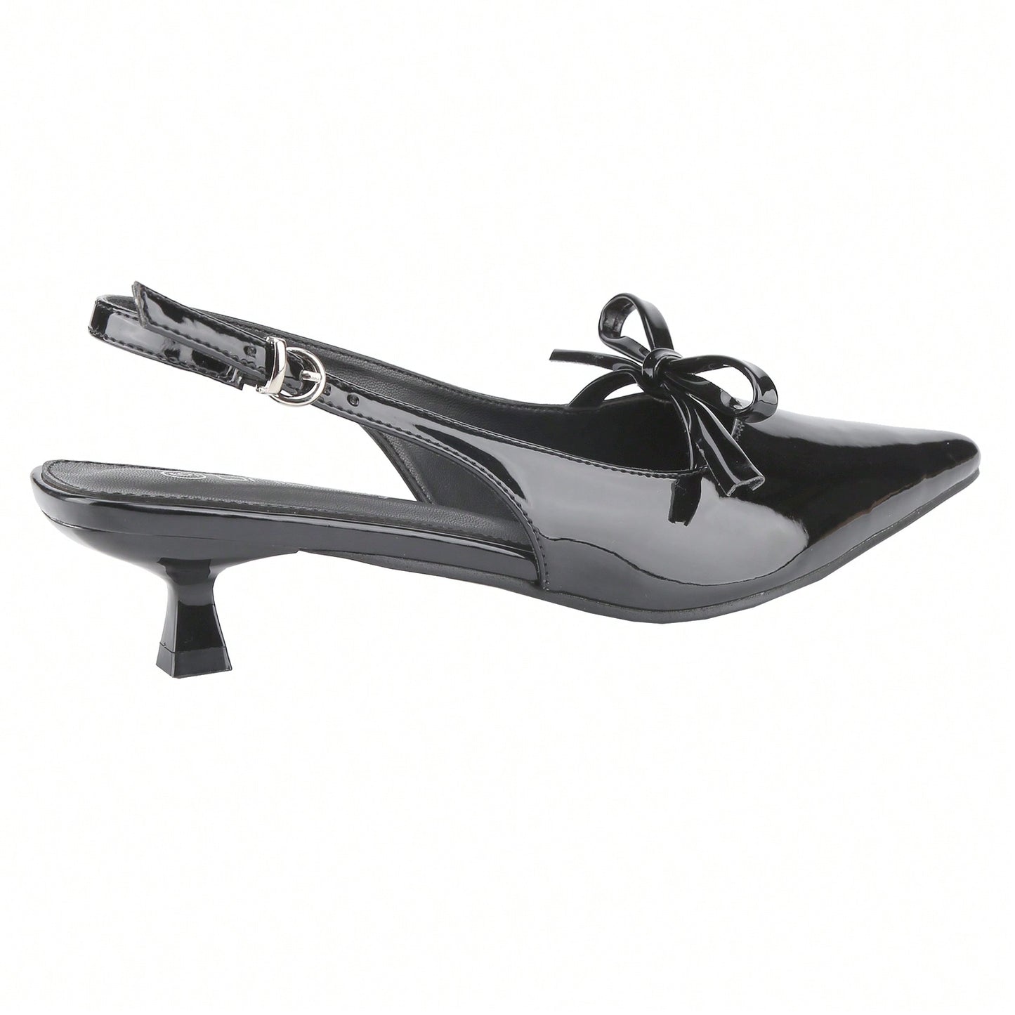 Women's Slingbacks With Bow And Buckle Closed Pointed Toe Kitten Heels Mules Slip On Wedding Dress Pumps Shoes
