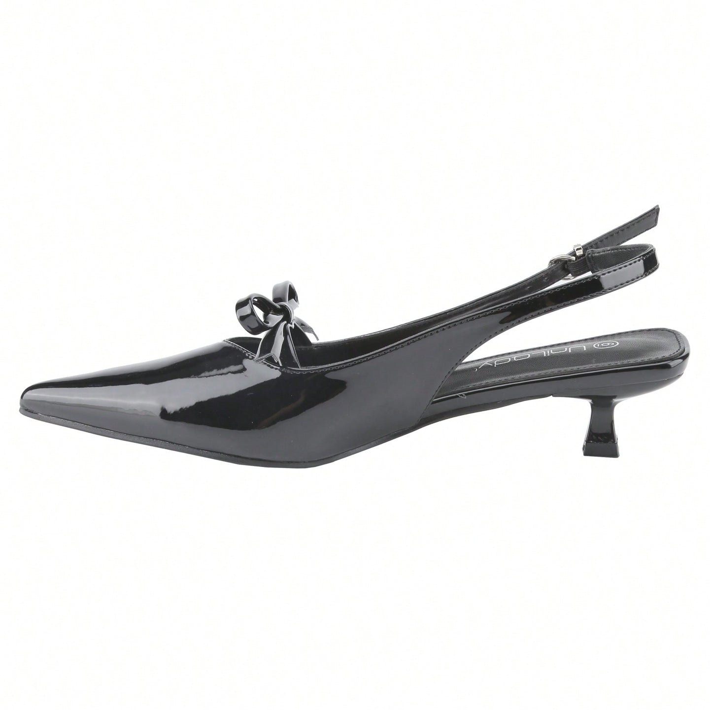 Women's Slingbacks With Bow And Buckle Closed Pointed Toe Kitten Heels Mules Slip On Wedding Dress Pumps Shoes