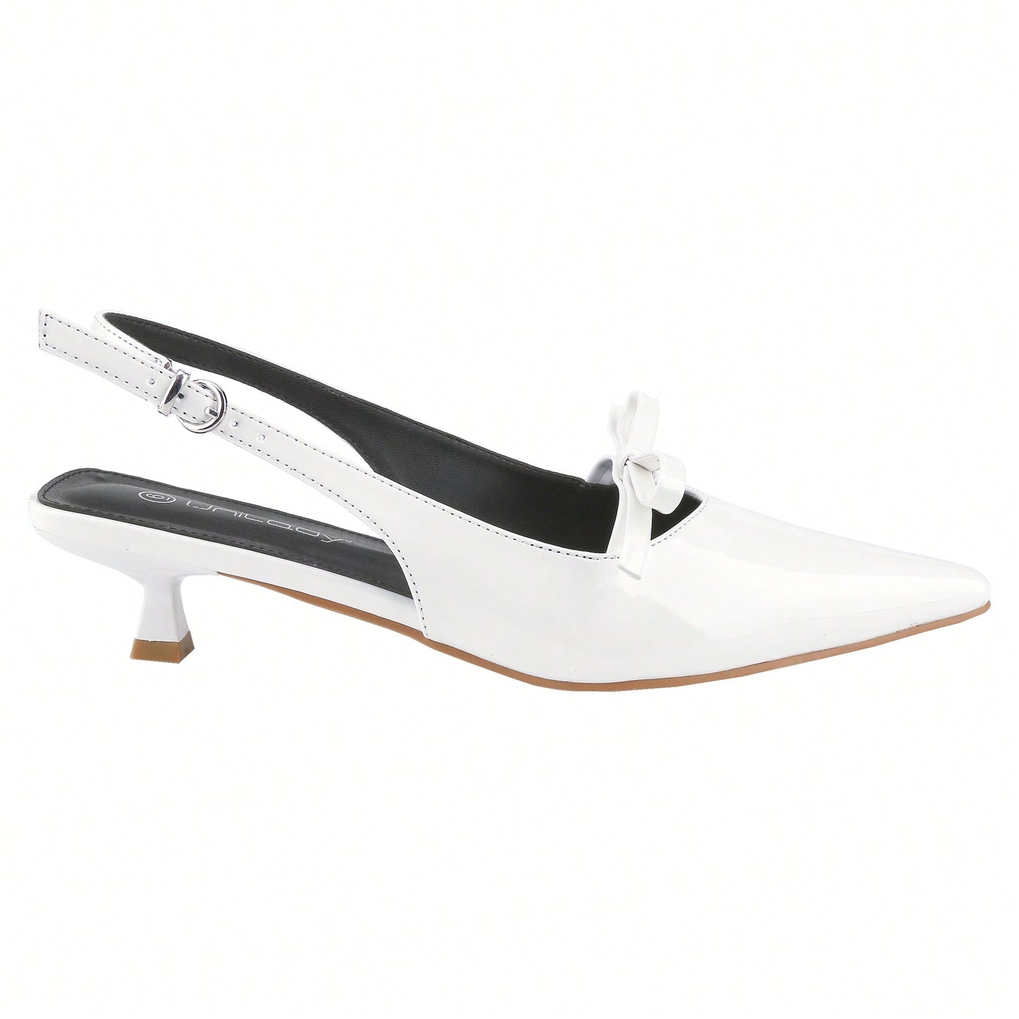 Women's Slingbacks With Bow And Buckle Closed Pointed Toe Kitten Heels Mules Slip On Wedding Dress Pumps Shoes