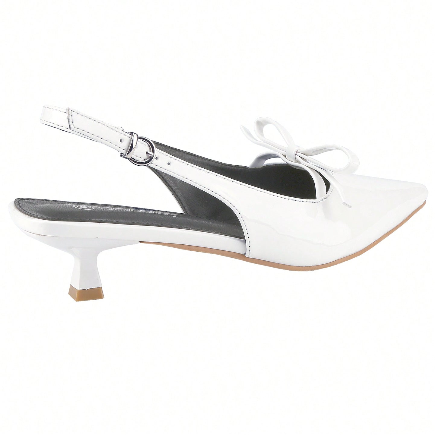 Women's Slingbacks With Bow And Buckle Closed Pointed Toe Kitten Heels Mules Slip On Wedding Dress Pumps Shoes