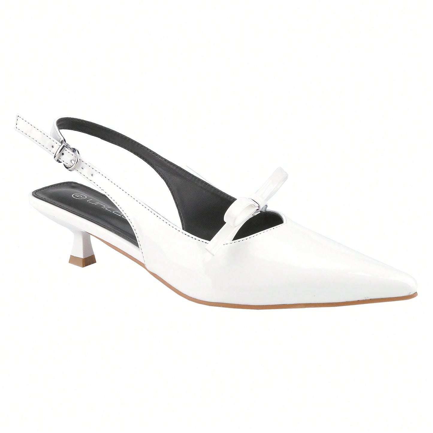 Women's Slingbacks With Bow And Buckle Closed Pointed Toe Kitten Heels Mules Slip On Wedding Dress Pumps Shoes