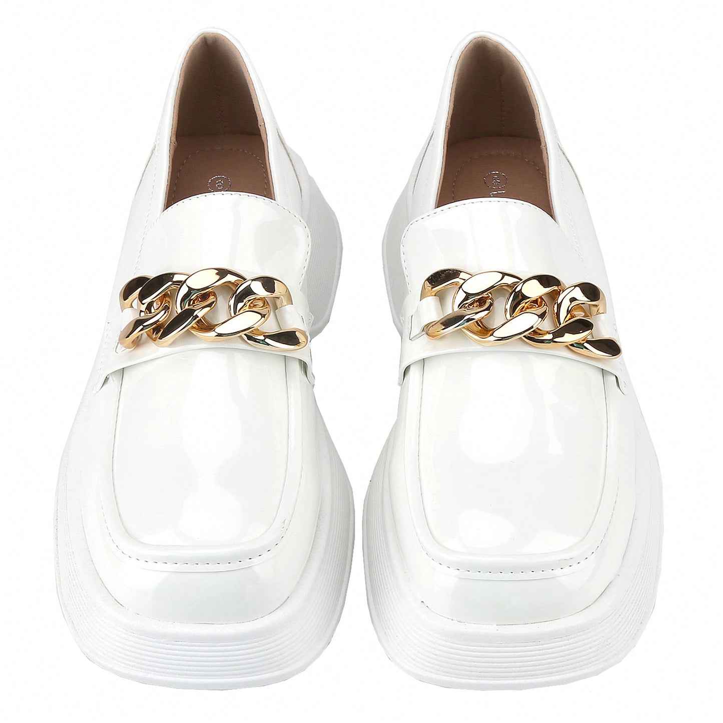 Platform Loafers For Women With Chain Comfort Chunky Heel Slip On Round Toe Business Work Shoes