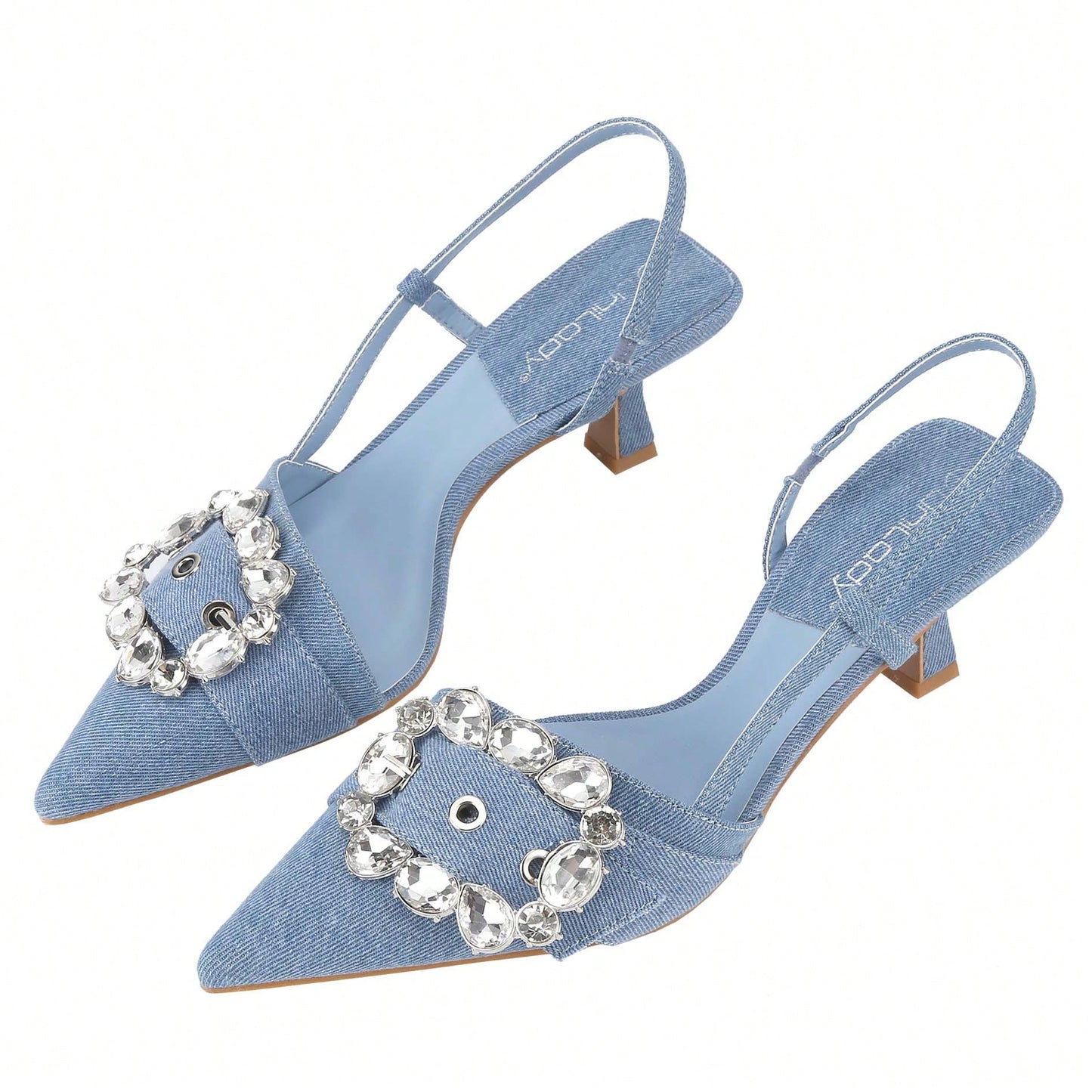 Stiletto Pumps Kitten Heel Slingback Sandals Strappy Closed Pointed Toe Mule Heels Backless Rhinestones Dress Shoes For Party Office Date